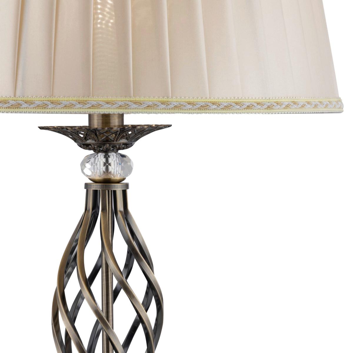 STEHLEUCHTE GRACE - Messingfarben, Basics, Glas/Textil (38/165/38cm) - MAYTONI