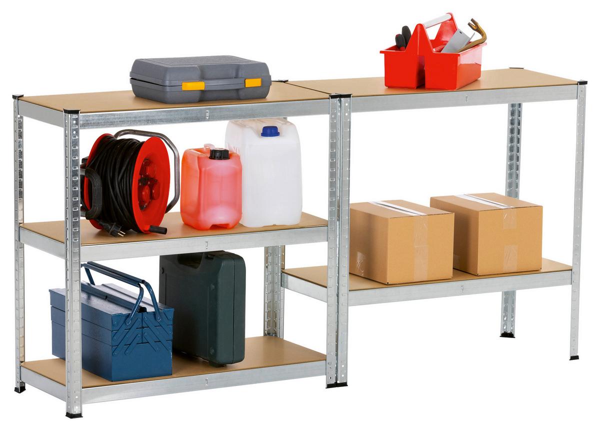 REGAŁ DO DUŻYCH OBCIĄŻEŃ EASYMAXX - kolor srebrny/jasnobrązowy, Konventionell, materiał drewnopochodny/tworzywo sztuczne (40/90/180cm)