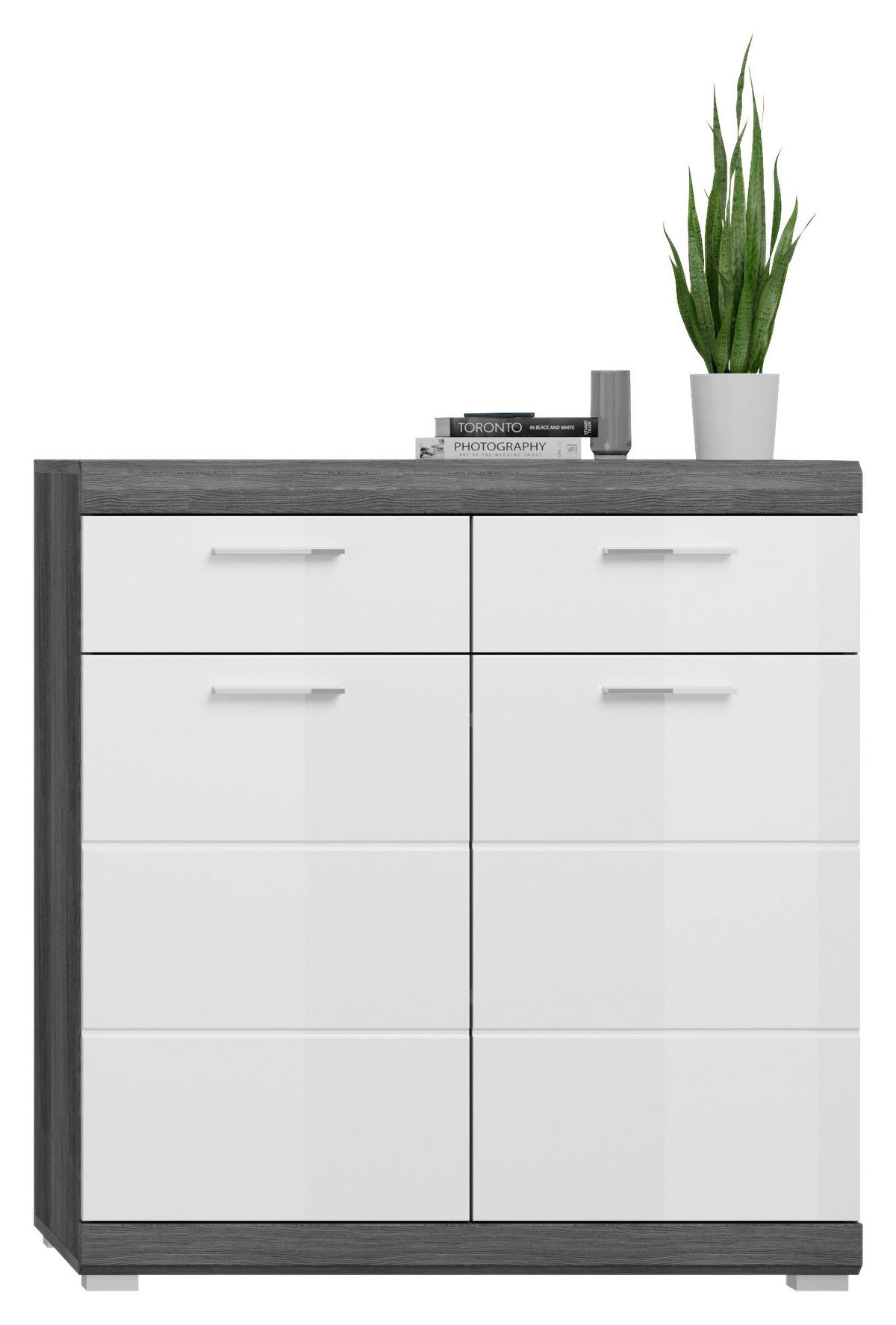 Predsoba Scout, Siva, Bela, Visoki Sijaj, 4-Delno - srebrne barve/temno siva, Design, steklo/leseni material (195/197/40cm) - MID.YOU