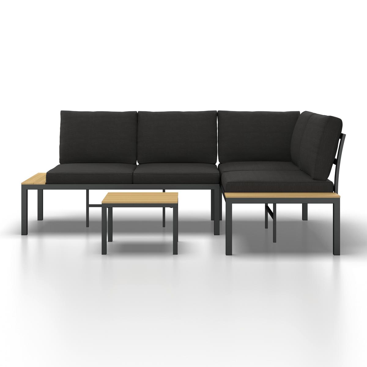 KOMPLET MEBLI TARASOWYCH ARIANNA - czarny, Modern, tworzywo sztuczne/metal (146/76/75cm) - Bessagi Garden