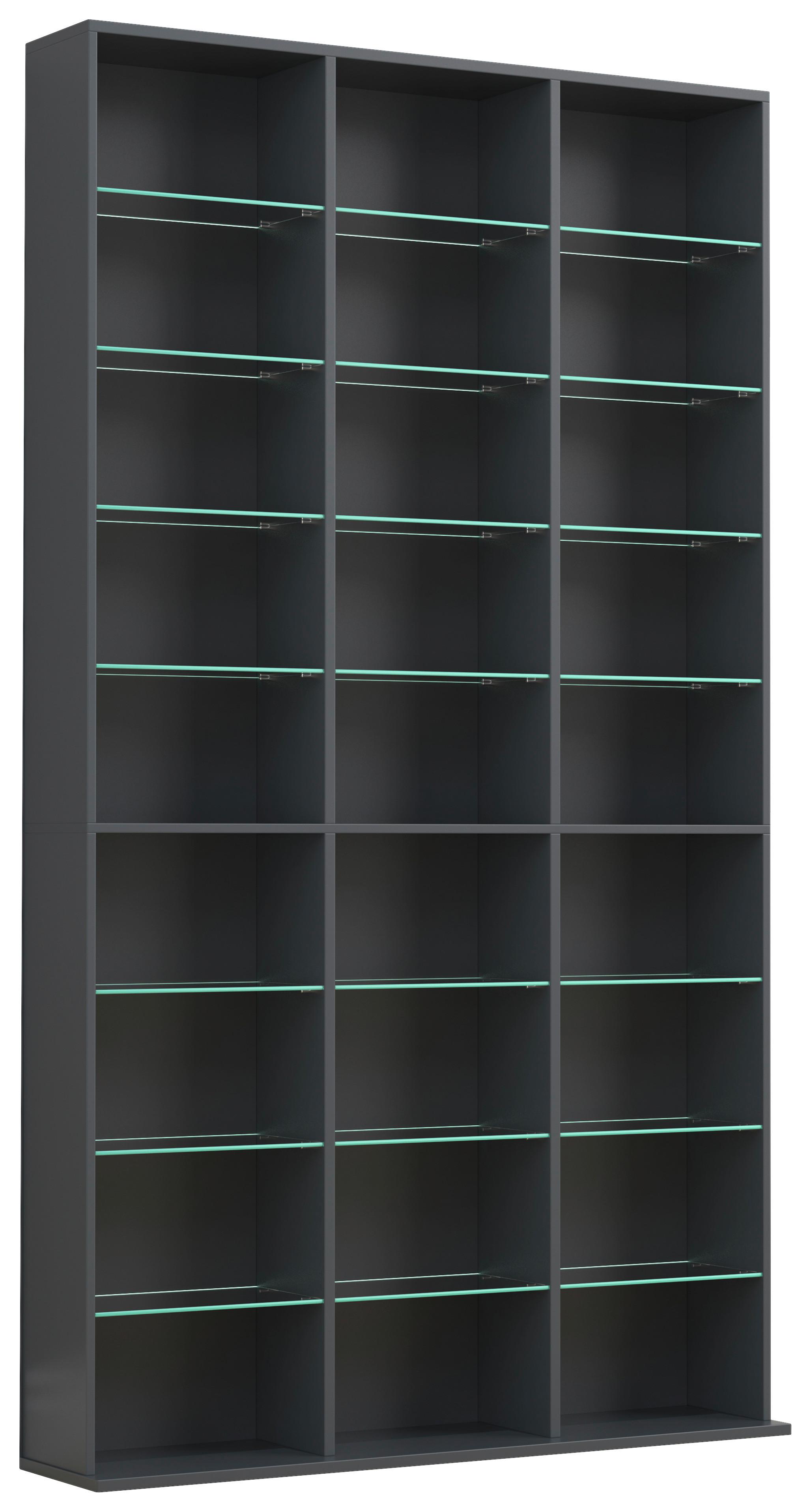 REGAL ZILAS XL - Anthrazit, Design, Glas/Holzwerkstoff (102/181/23cm) - MID.YOU