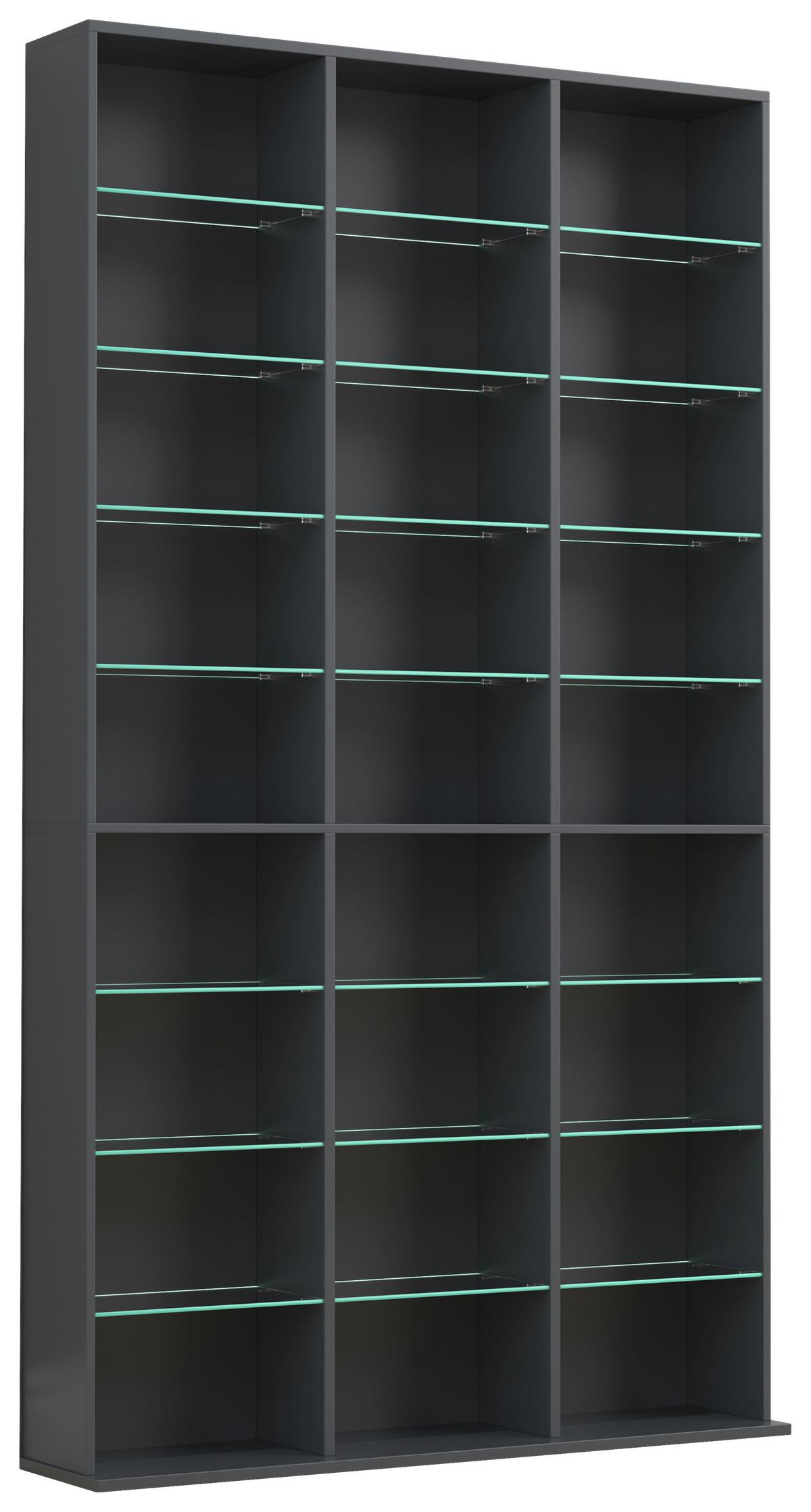 REGAL ZILAS XL - Anthrazit, Design, Glas/Holzwerkstoff (102/181/23cm) - MID.YOU
