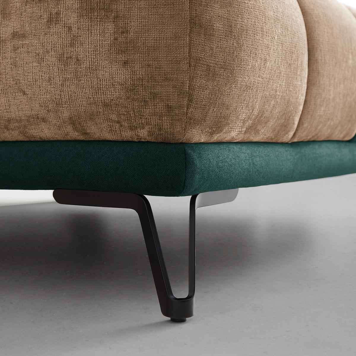 Ecksofa Morgan Dunkelgrün/Cappuccino - Dunkelgrün/Schwarz, MODERN, Textil/Metall (184/67-87/262cm) - Mömax