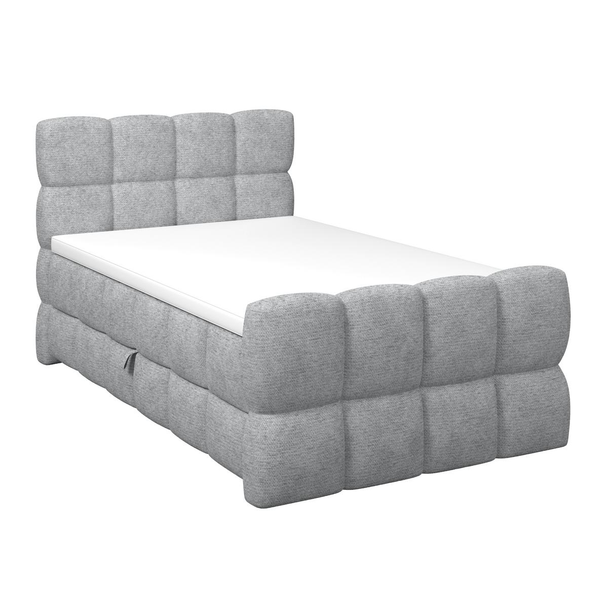 Postelja Boxspring Brisbane, Siva, 140x220 - siva/črna, Trend, kovina/umetna masa (140/220cm) - Premium Living