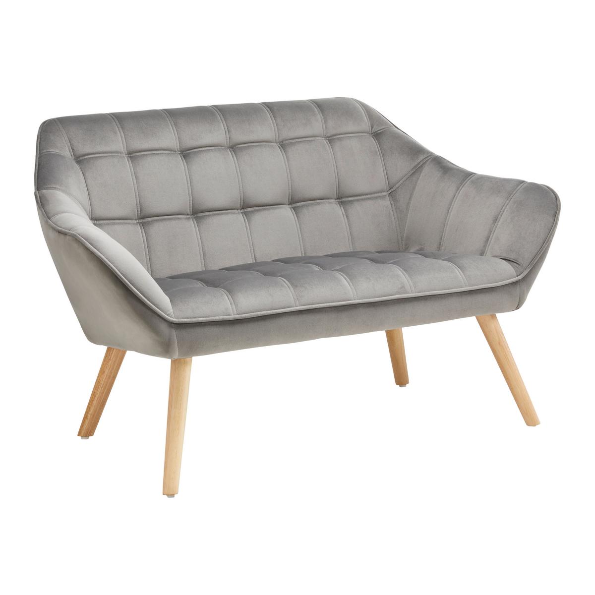 Dvosed Monique, Temno Siva, Žamet - temno siva, Moderno, tekstil/les (127/76/74,5cm) - Bessagi Home