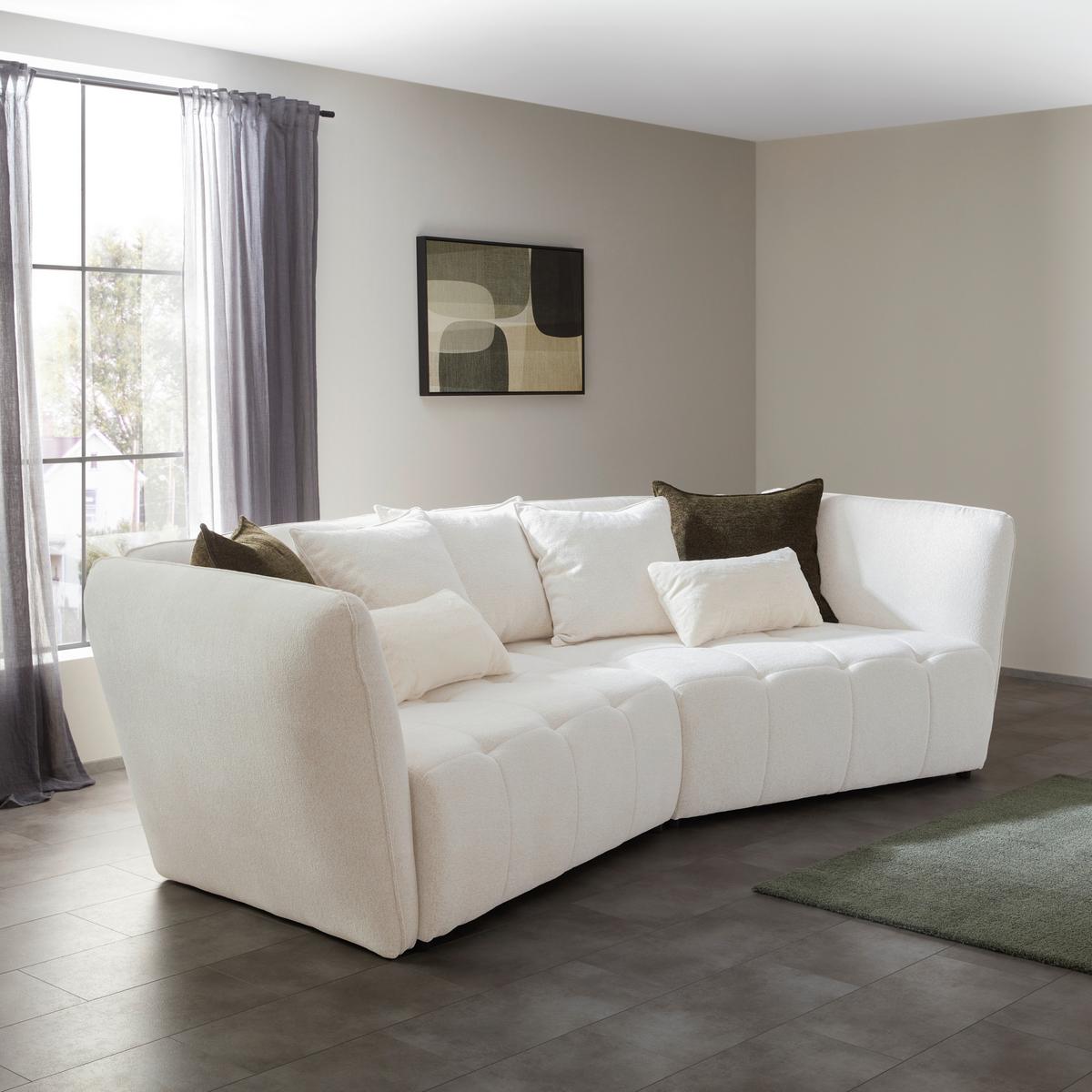 Bigsofa Sofi in Creme - Dunkelgrün/Creme, MODERN, Textil (294/93/152cm) - Premium Living