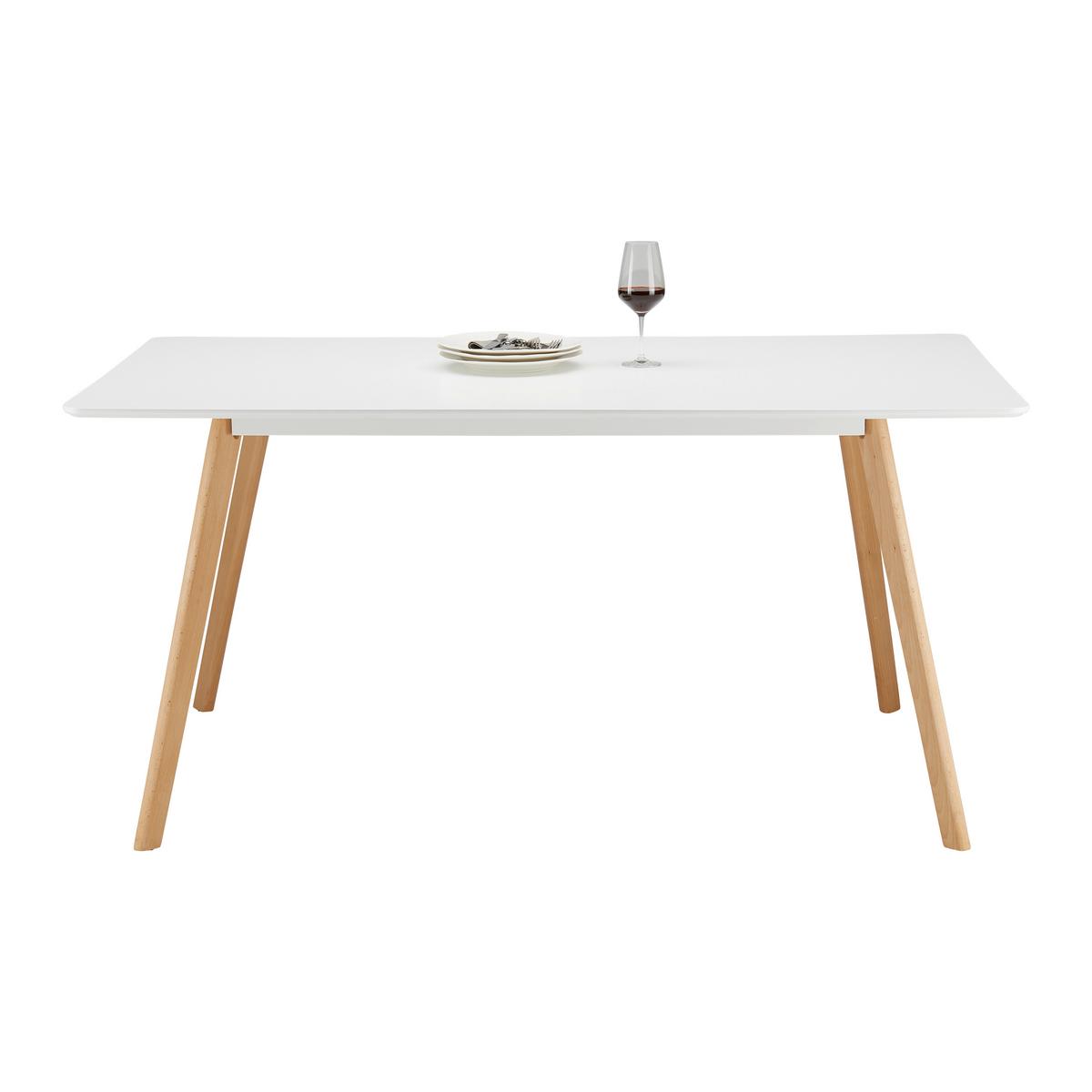 Esstisch Frieda in Holz Buche massiv ca. 160x75 cm - Buchefarben/Weiß, MODERN, Holz/Holzwerkstoff (160/90/75cm) - Bessagi Home