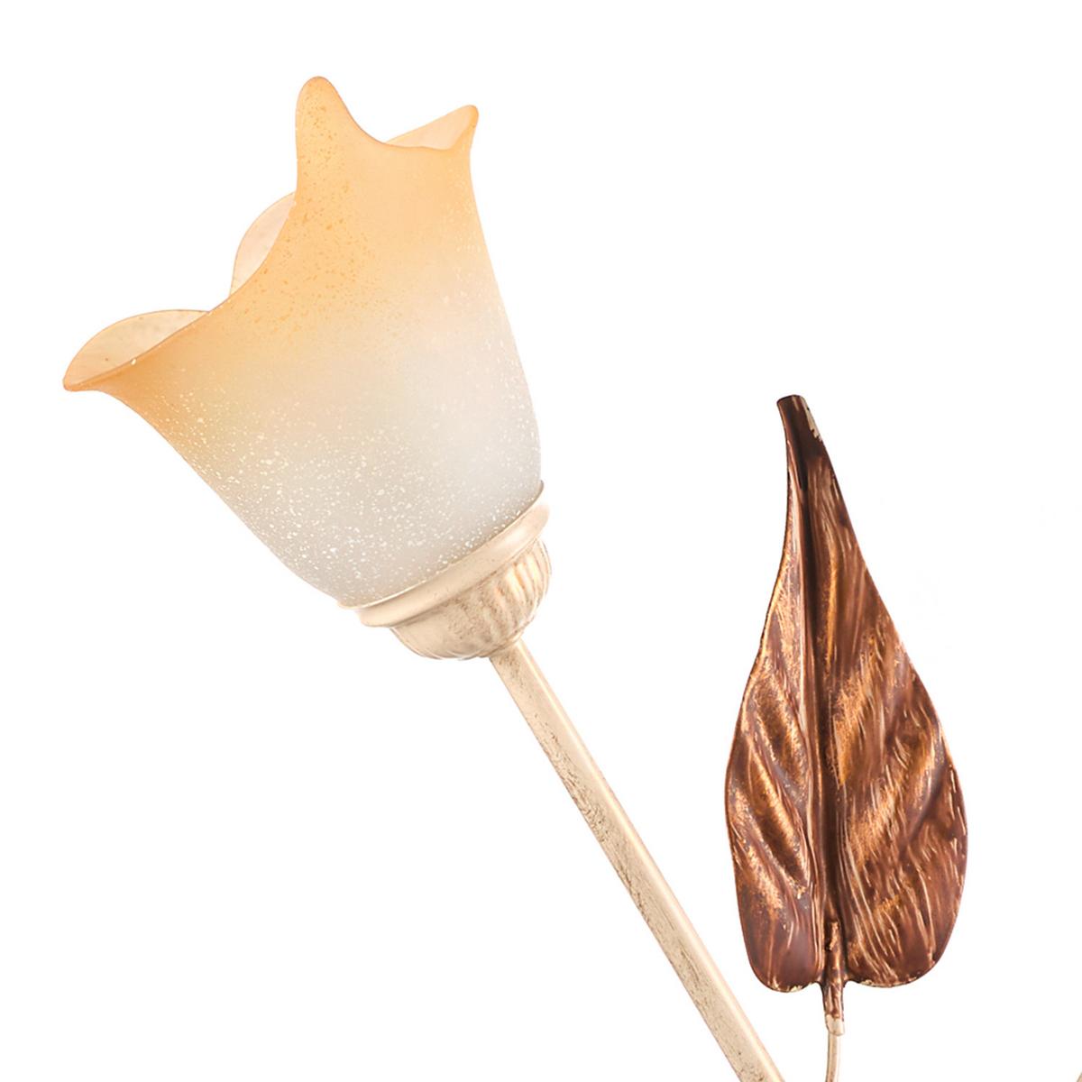 Tischleuchte Vanda Weiß max. 6 Watt - Beige/Weiß, Natur, Glas/Metall (45/70cm)
