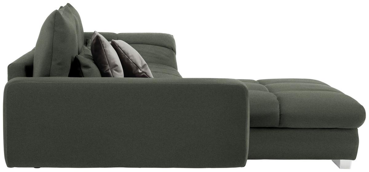 Wohnlandschaft Waikiki Grün - Chromfarben/Schwarz, KONVENTIONELL, Kunststoff/Textil (337/69/228cm) - Mömax