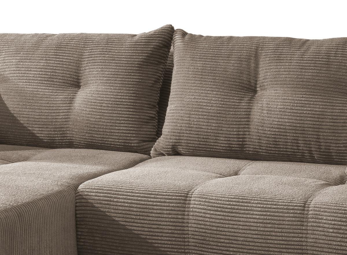 Wohnlandschaft Restato Graubraun Cord - Graubraun/Schwarz, MODERN, Holz/Textil (177/246cm) - MID.YOU