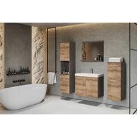 Badmöbel-Set 5-tlg. Malo ca. 140 cm Kastanie/Antrazit - Kastanieneichefarben/Anthrazit, LIFESTYLE, Keramik/Holzwerkstoff (120/132,8/30,2cm) - P & B