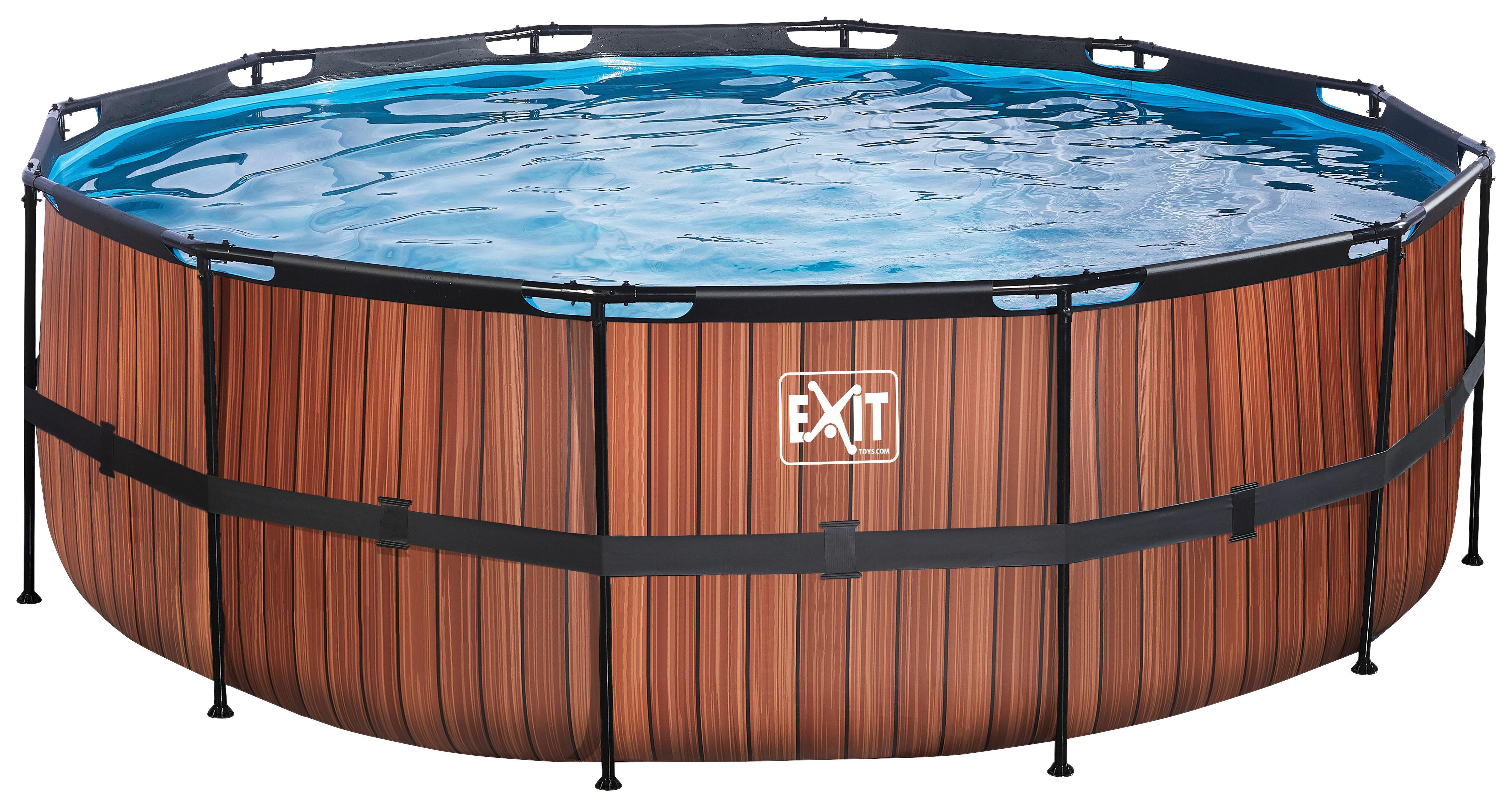 Bazen Exit Wood Pool, Črpalka S Peščenim Filtrom, Ø 427cm - rjava, Konvencionalno, kovina (427/122cm) - EXIT Toys