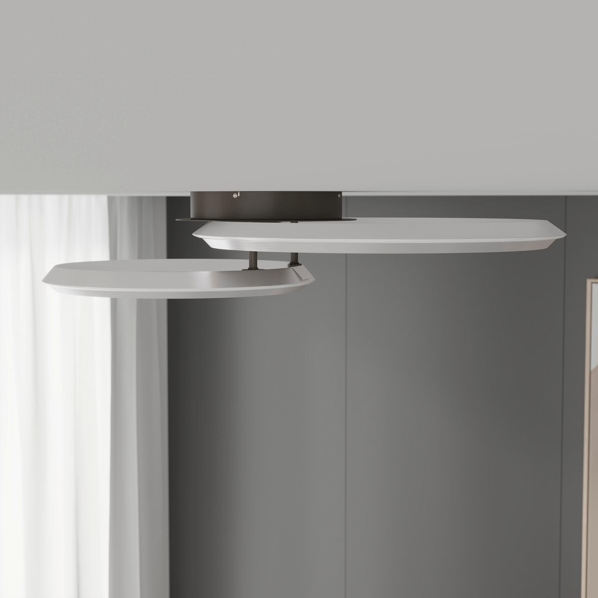 LED-DECKENLEUCHTE 67329-50 ALAINA - Opal/Grau, Design, Kunststoff/Metall (75/50/14cm) - Globo