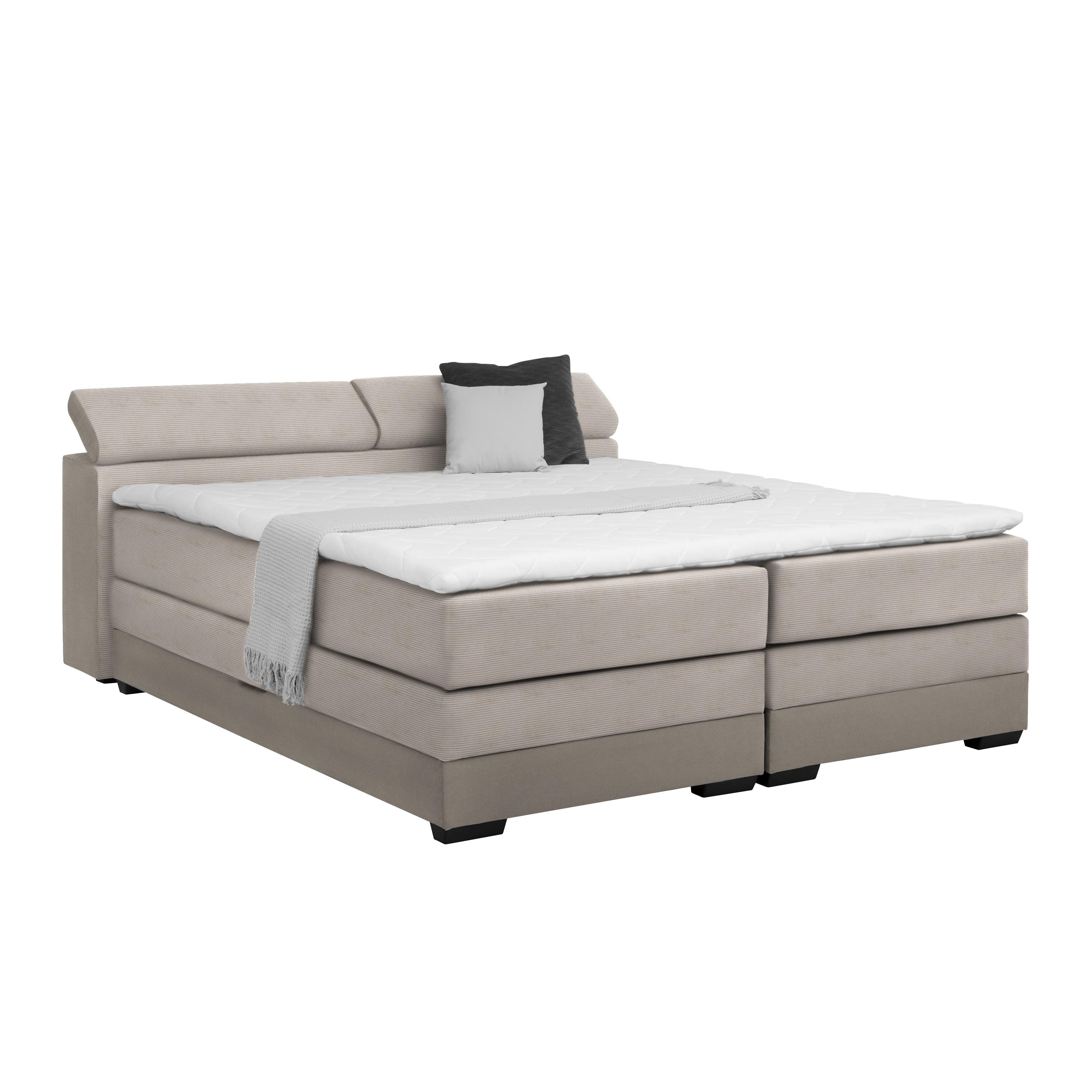 Boxspring Krevet Sevilla - sivo-smeđa/crna, Konvencionalno, tekstil/drvo (180/200cm) - Premium Living