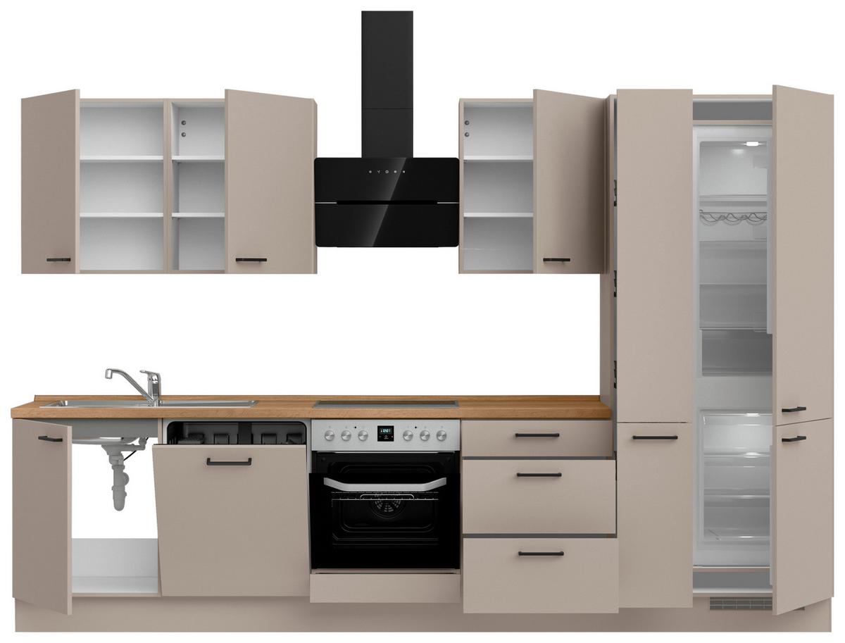 Küchenleerblock Easytouch High o. Geräte Sandfarben - Sandfarben/Eichefarben, MODERN, Holzwerkstoff/Metall (330cm) - Nobilia