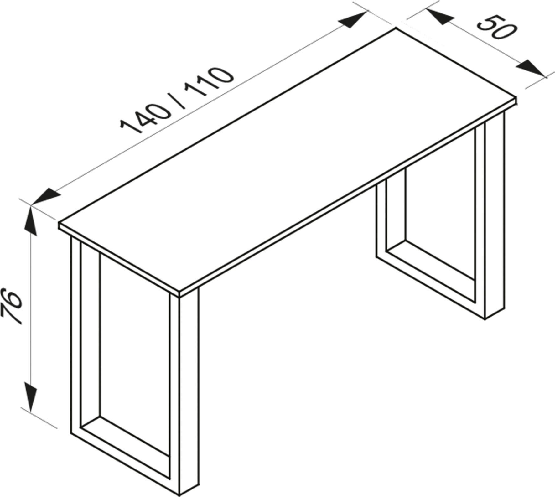 Pisalna Miza Lona, Bela, Črna, 140x50cm - črna/bela, Moderno, kovina/leseni material (140/50/76cm) - MID.YOU