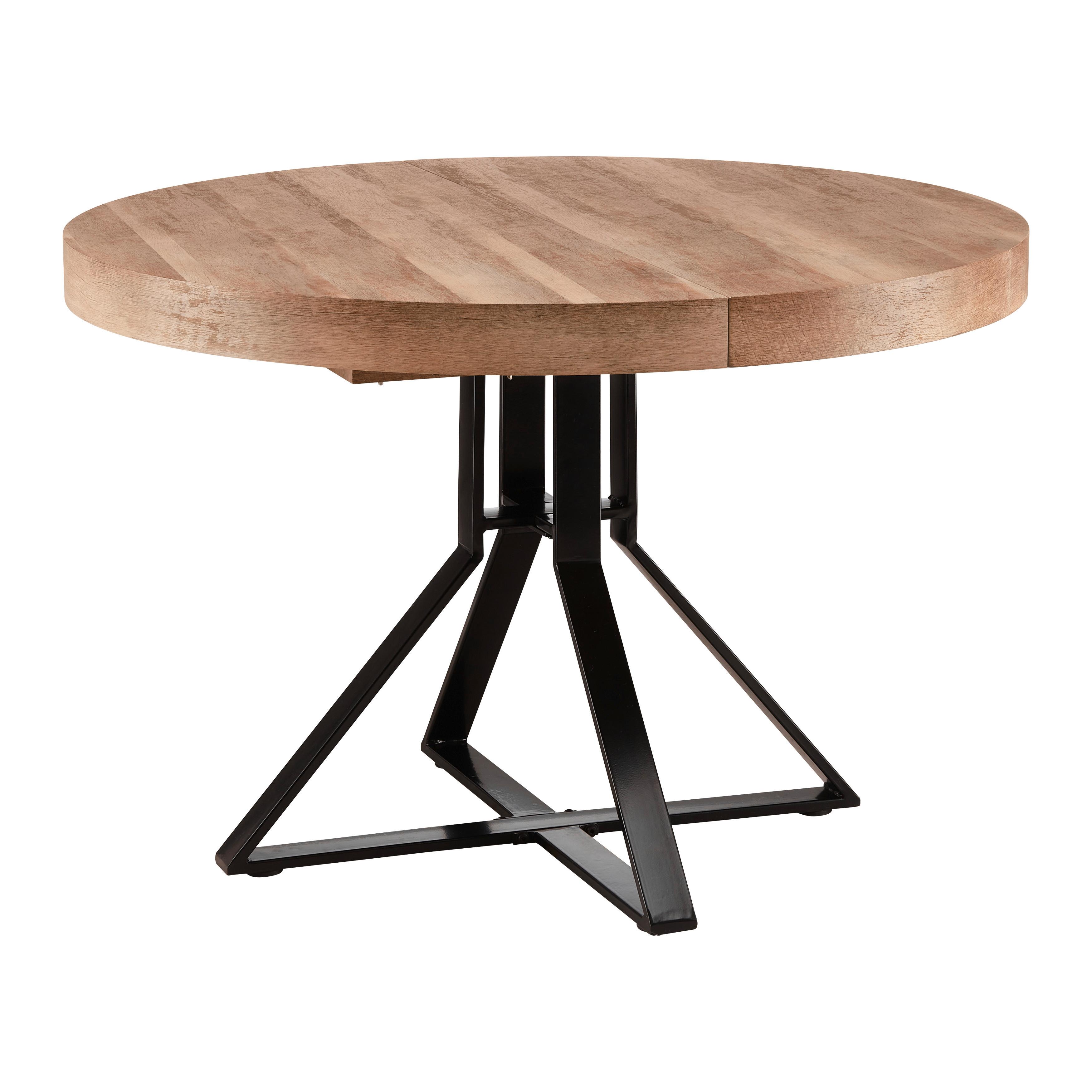 Esstisch ausziehbar Louna Eichefarben MDF - Eichefarben/Schwarz, MODERN, Metall (120-160/120/76cm) - Bessagi Home