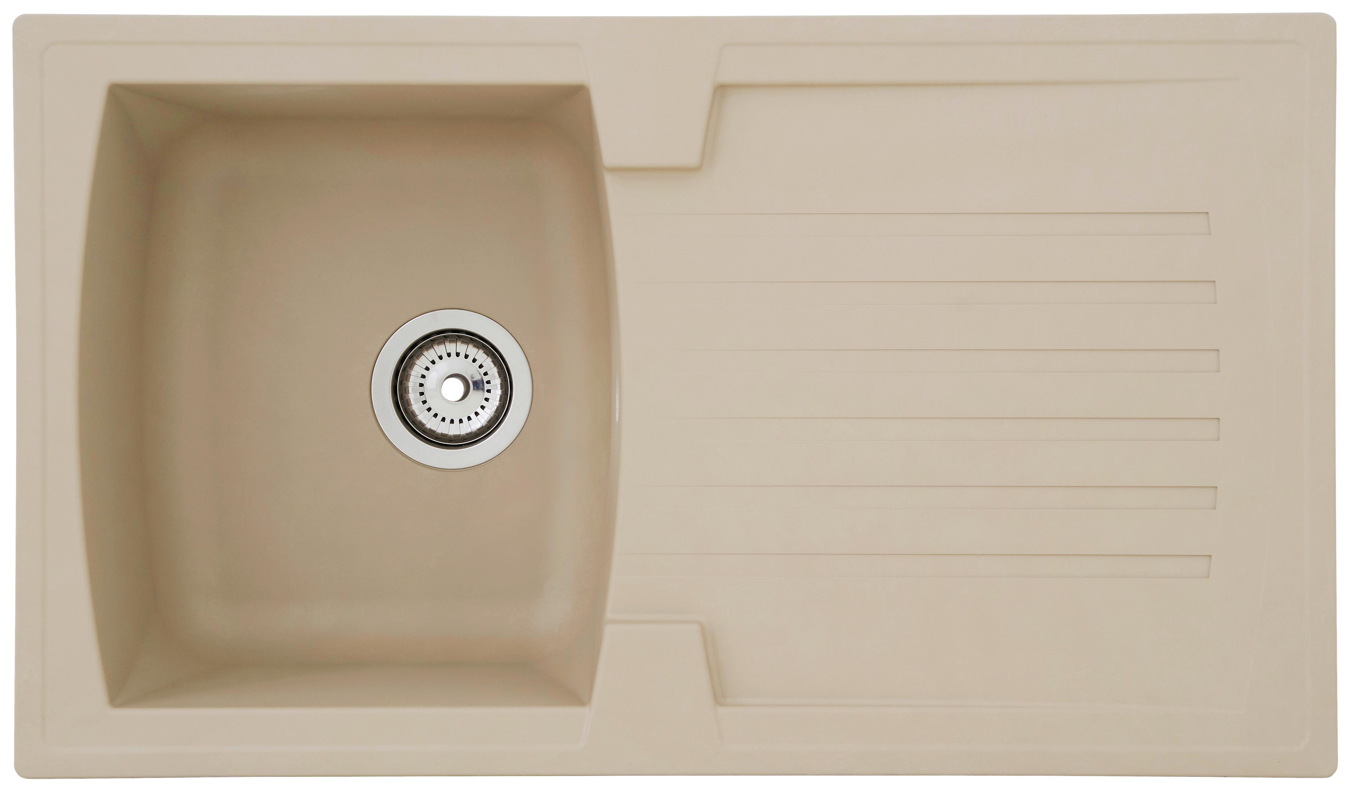 Spüle Boston beige Kunststein B: ca. 86 cm - Beige, Trend, Glas/Kunststoff (86/20/50cm) - Respekta
