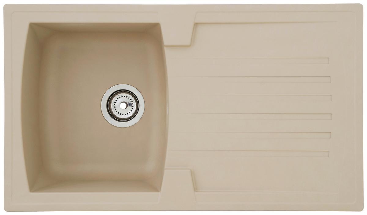 Spüle Boston beige Kunststein B: ca. 86 cm - Beige, Trend, Glas/Kunststoff (86/20/50cm) - Respekta