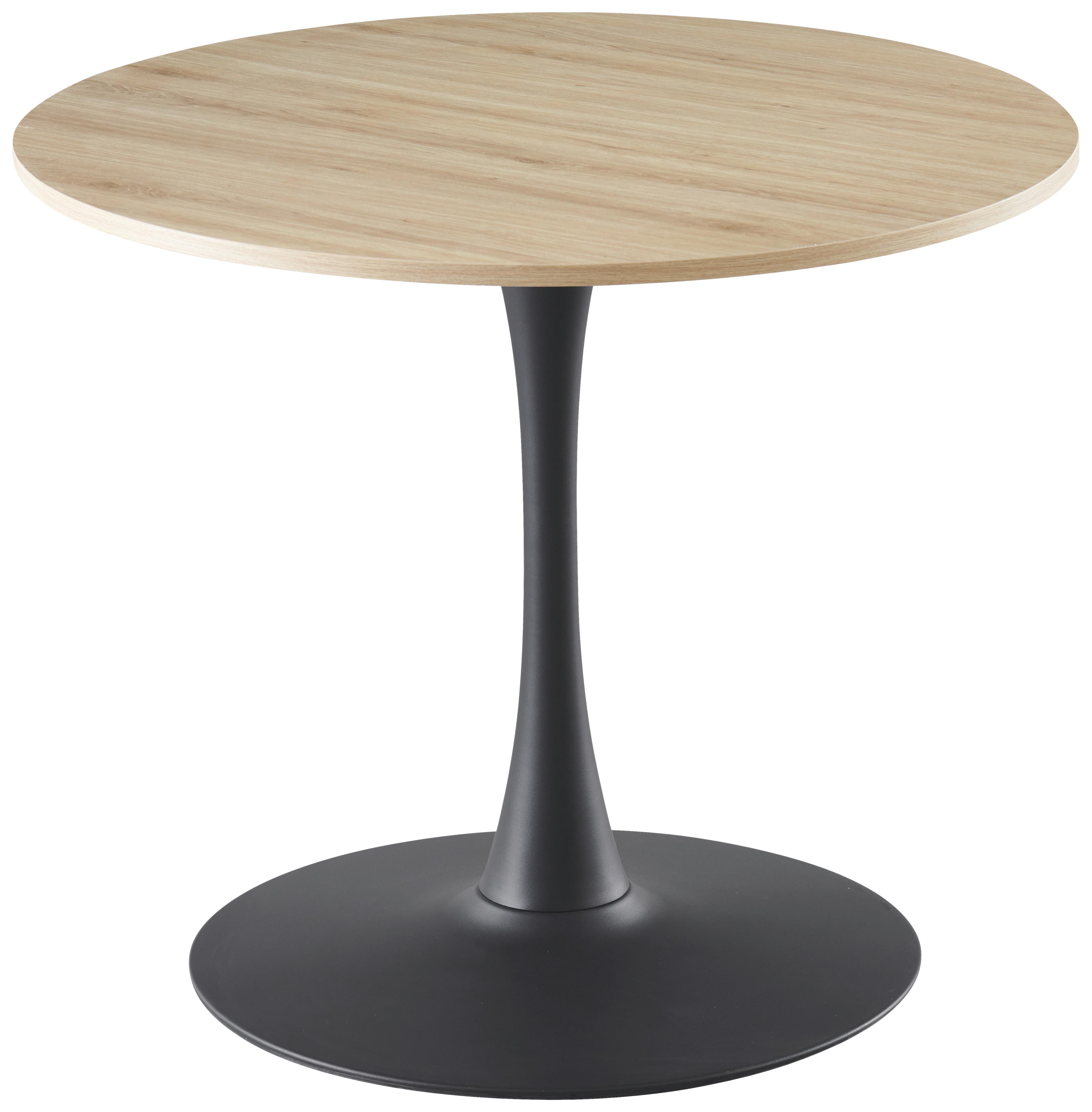 Stol Toby - boje hrasta/crna, Basics, drvni materijal/metal (90/76/90cm) - Based