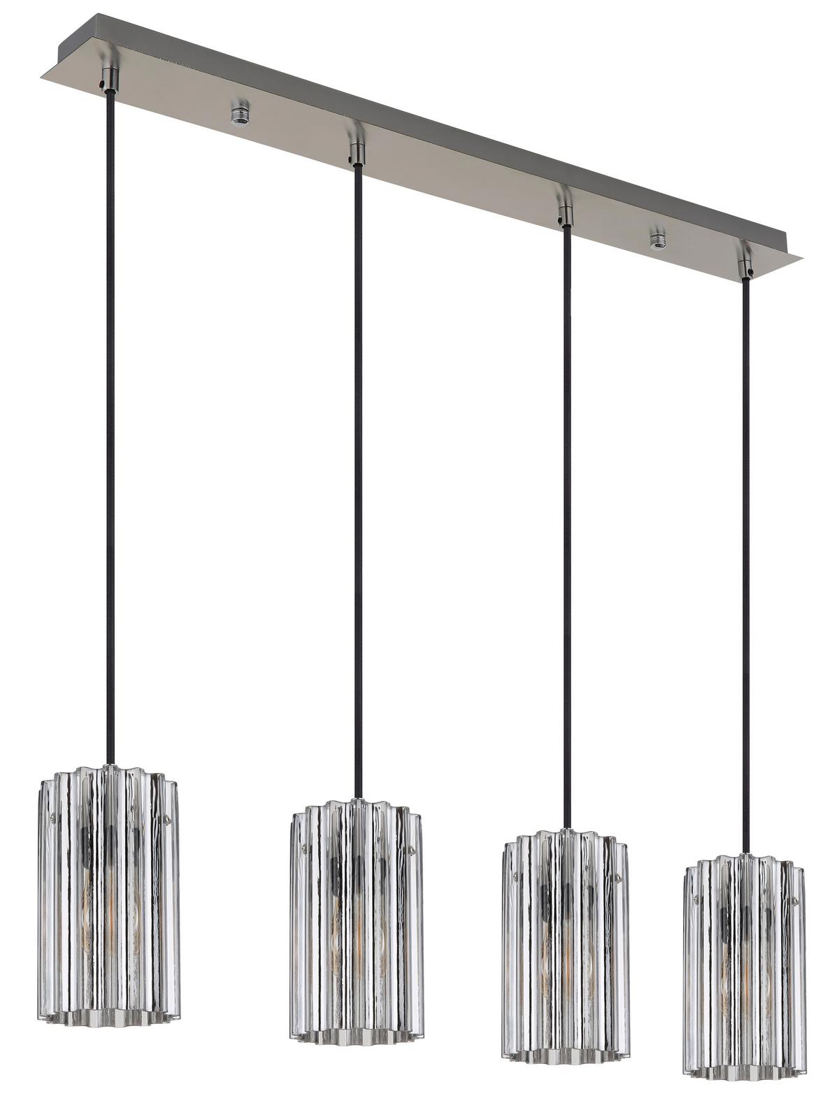 HÄNGELEUCHTE 15747-4H - Klar/Schwarz, Design, Glas/Kunststoff (80/11,5/120cm) - Globo