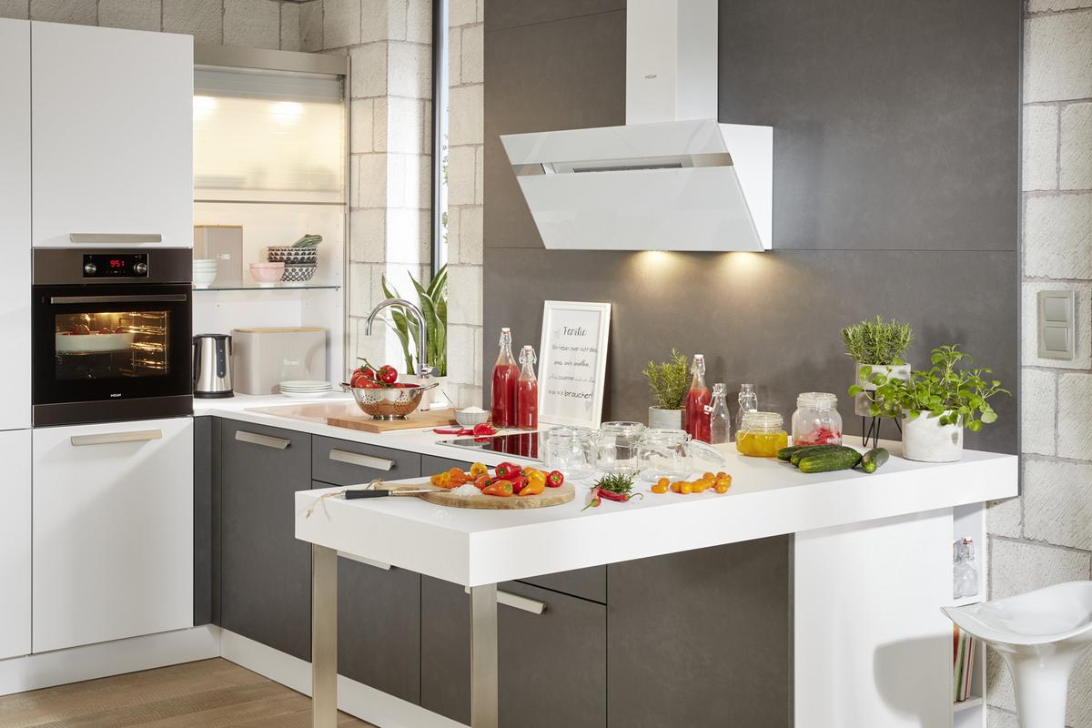 Eckküche Metal / Softlack - Weiß/Grau, MODERN, Holzwerkstoff (335/200cm) - Nolte Küchen