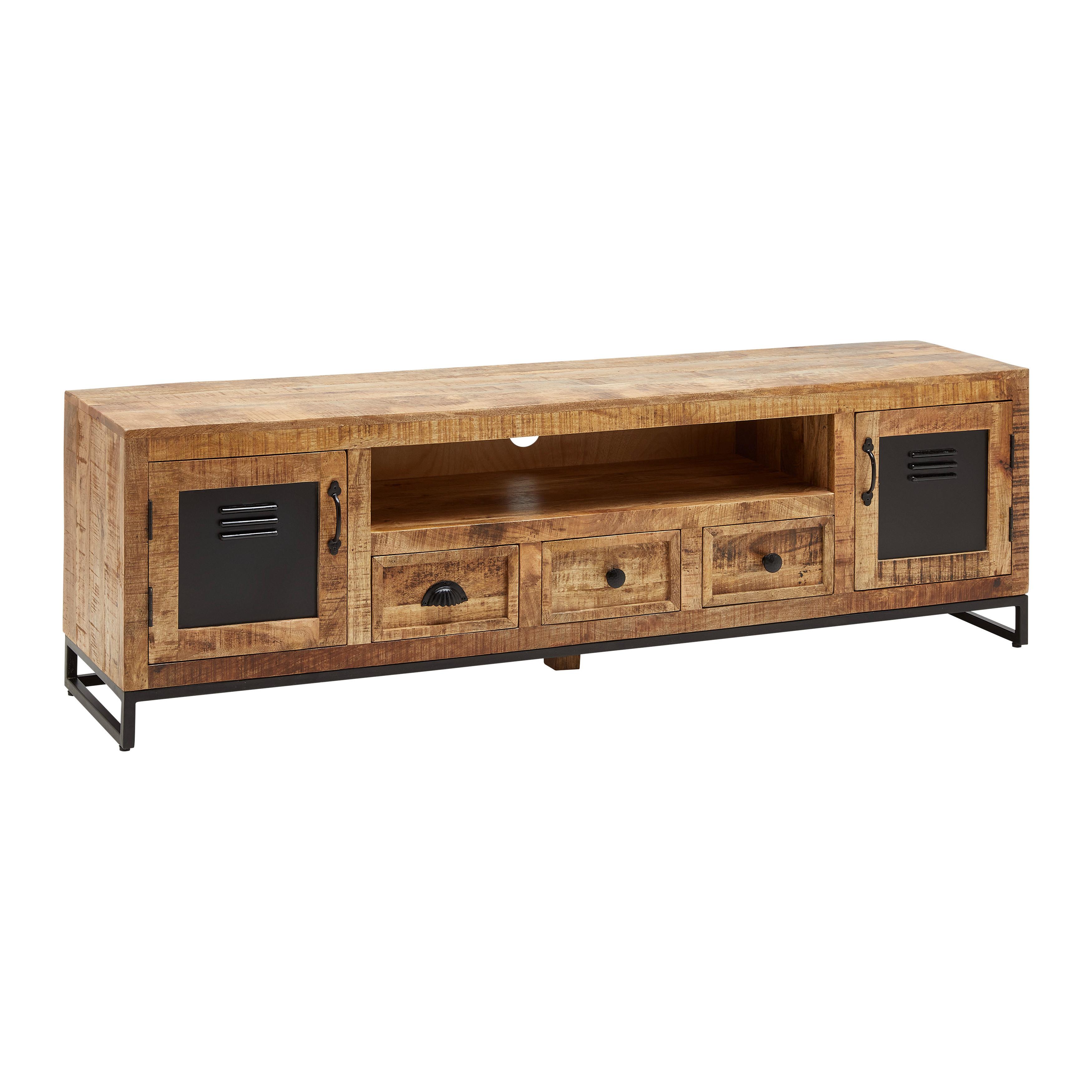 Lowboard Leya Naturfarben/Schwarz - Schwarz/Naturfarben, LIFESTYLE, Holz/Metall (178/55/40cm) - Premium Living