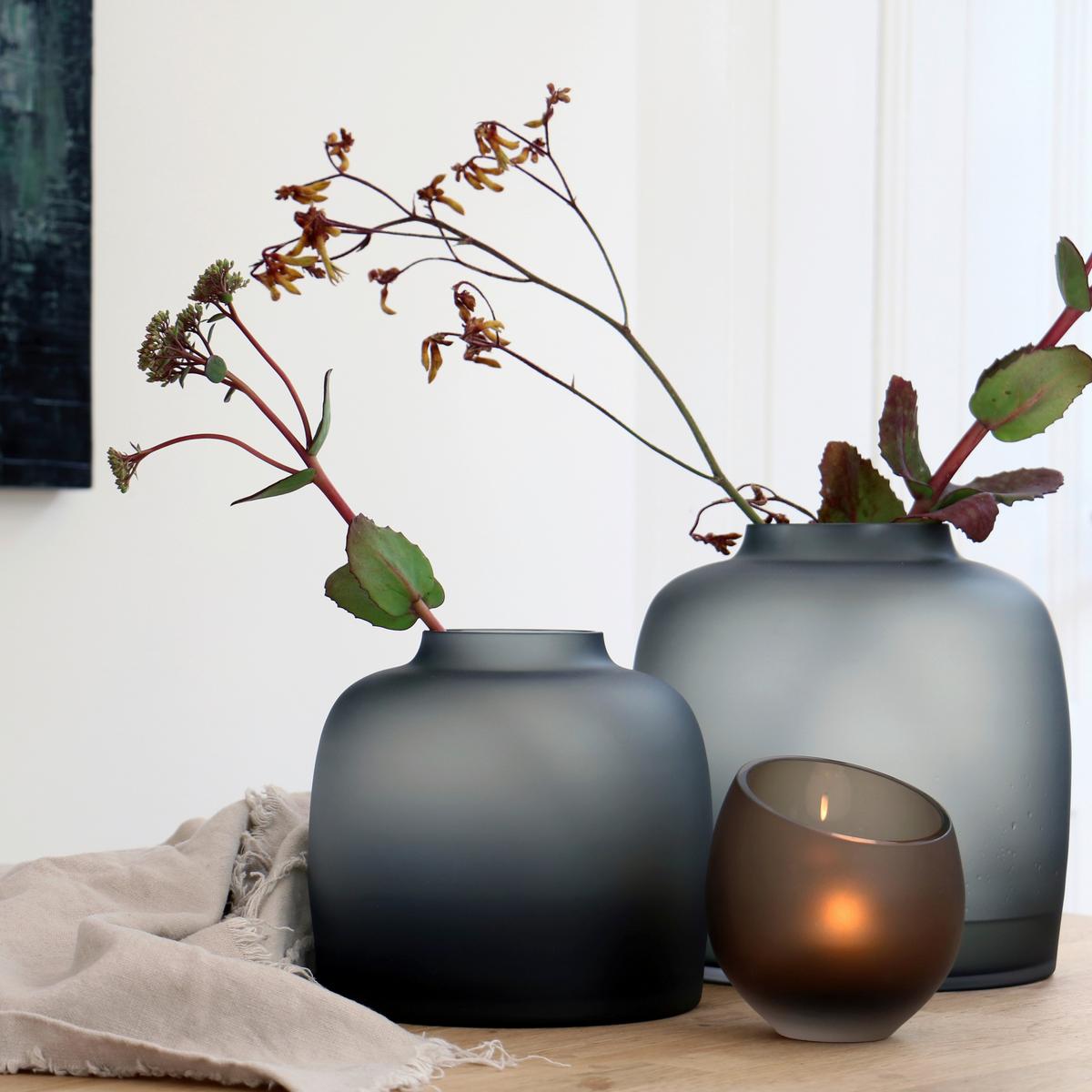Vase Bartica in Grau - Grau, MODERN, Glas (21/19cm) - Vase the World
