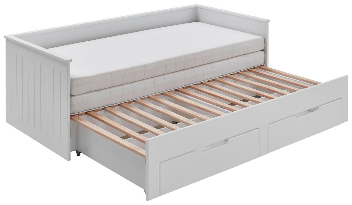 Raztegljiva Postelja Clara, Bela, 90-180x200 - bela/barve bukve, Basics, leseni material/les (90/200cm) - P & B
