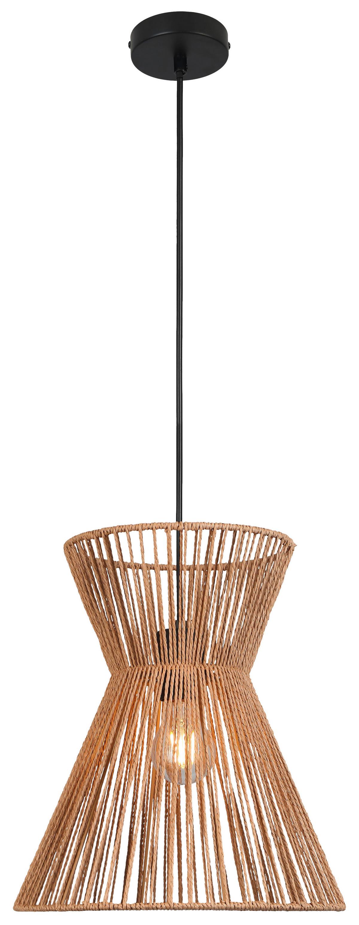 Hängeleuchte Naturm in Naturfarben max. 25 Watt - Schwarz/Naturfarben, KONVENTIONELL, Papier/Metall (30/120cm) - Mömax