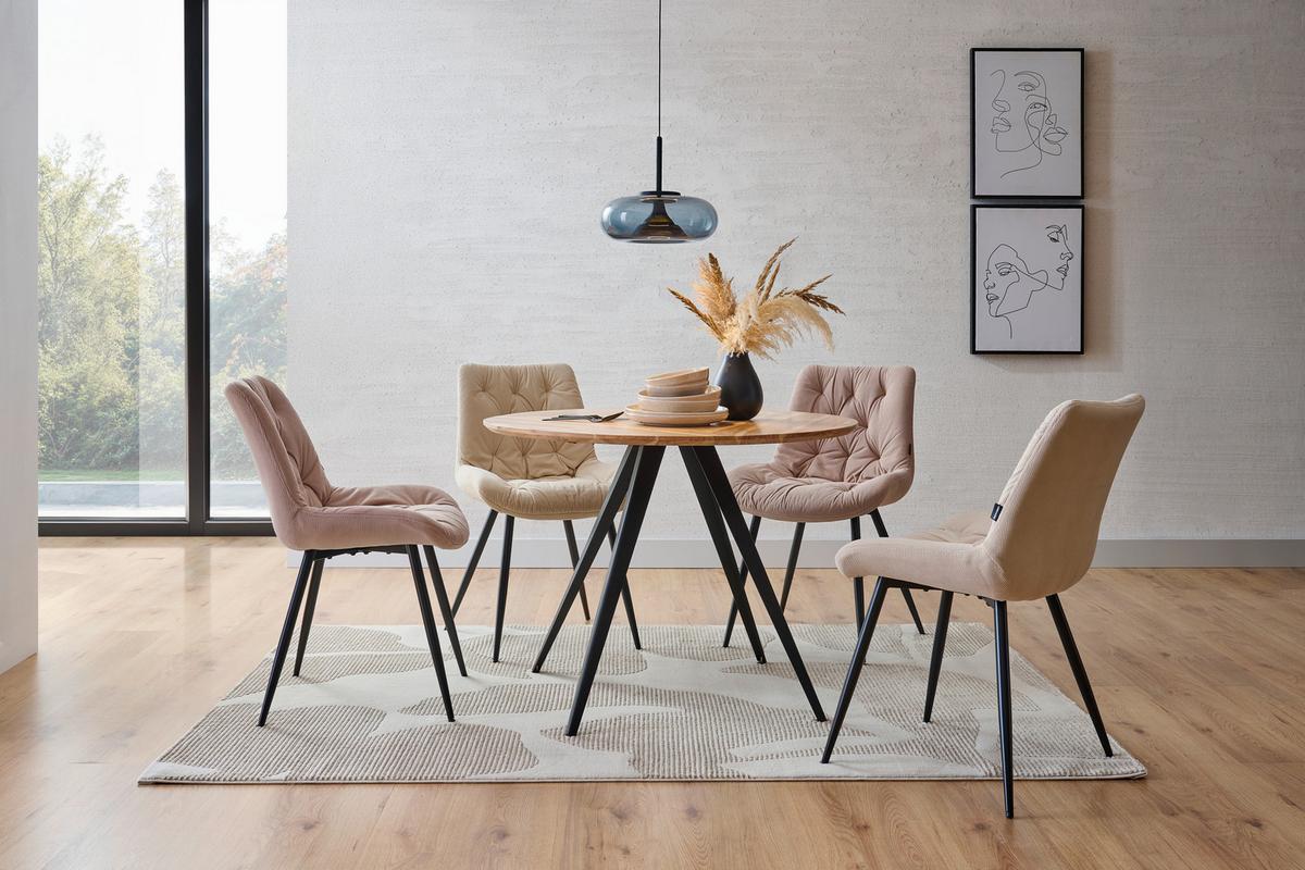 STÓŁ DO JADALNI OLAF -EXKLUSIV- - kolor akacjowy/czarny, Lifestyle, metal/drewno (100/100/76cm) - Landscape