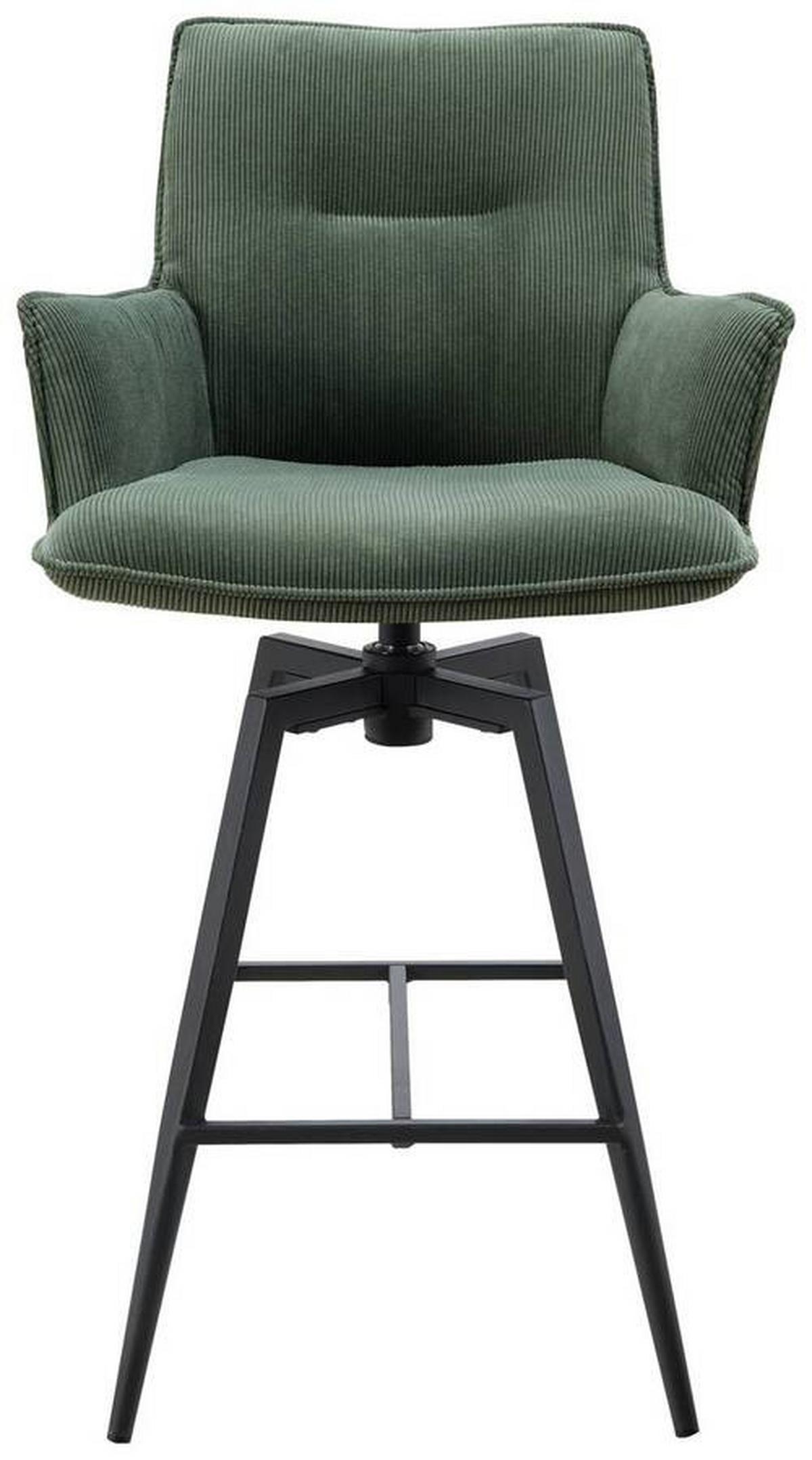 STOŁEK BAROWY SAGA - zielony/czarny, Design, metal/tkanina (56/102/56cm) - Novel