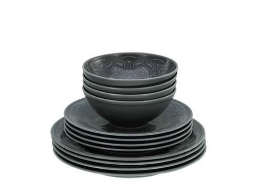Tafelservice Orient Mandala Dunkelgrau, 12-teilig - Dunkelgrau, Trend, Keramik - Creatable