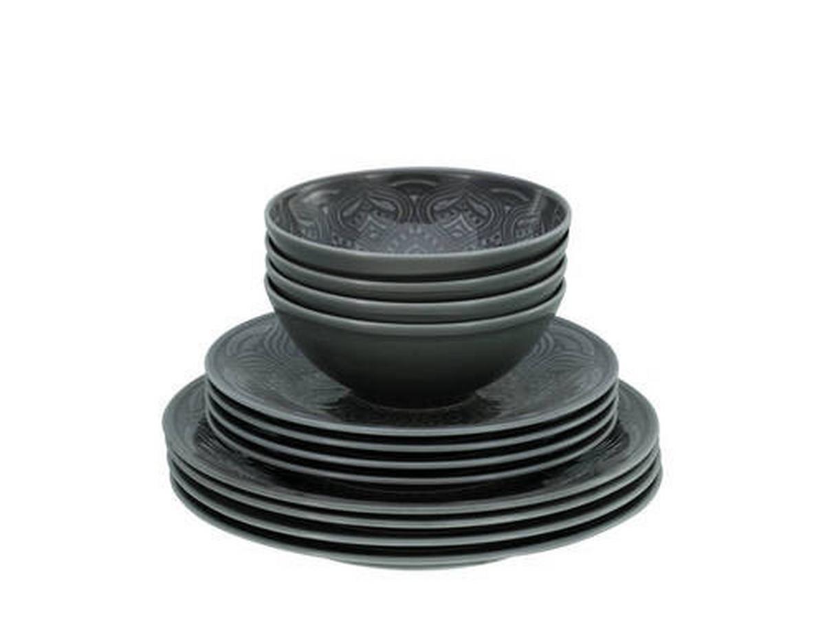 Tafelservice Orient Mandala Dunkelgrau, 12-teilig - Dunkelgrau, Trend, Keramik - Creatable