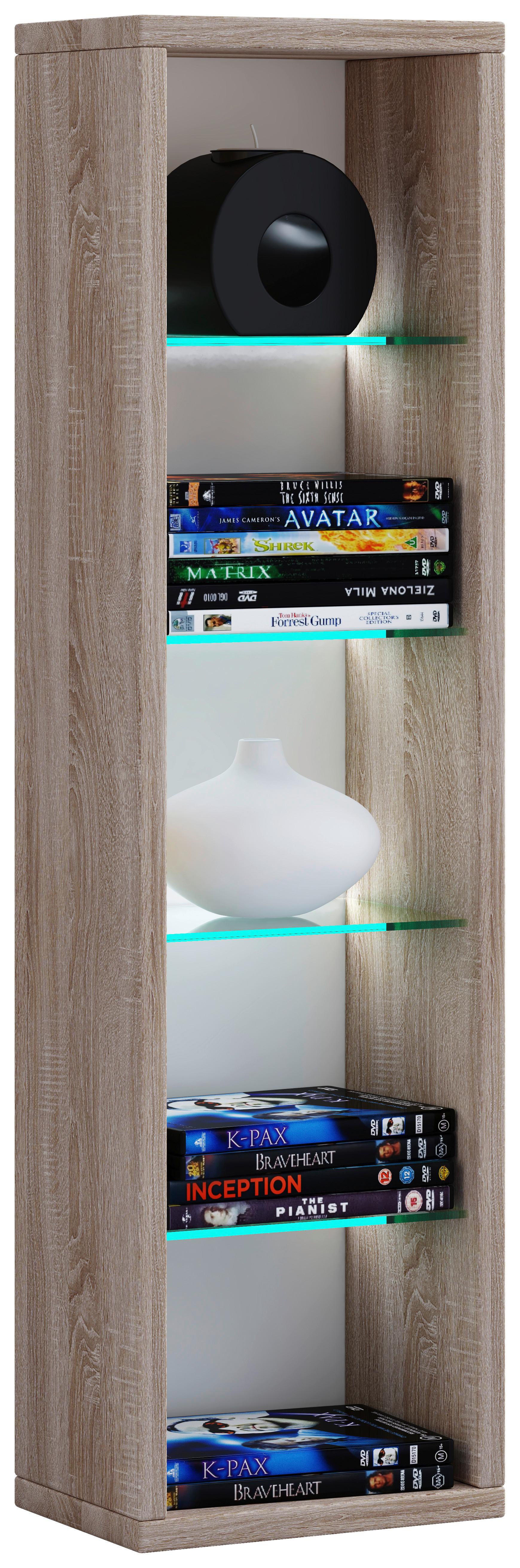 Wandregal Rasito L - Sonoma Eiche, Design, Glas/Holzwerkstoff (21/77/14cm) - MID.YOU