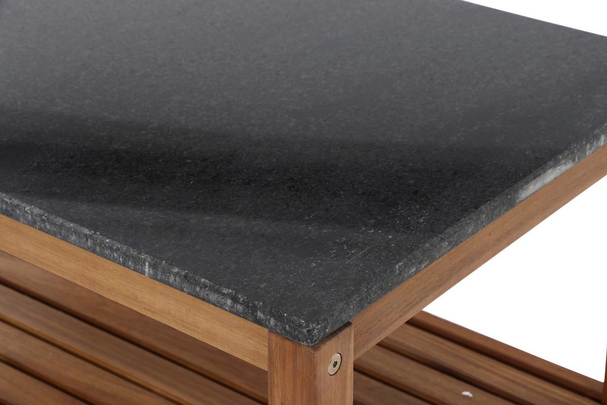 Outdoorküche in Echtholz Akazie ca. 100x87x156 cm - Dunkelgrau/Naturfarben, Basics, Holz/Stein (100/87/156cm) - Siena Garden