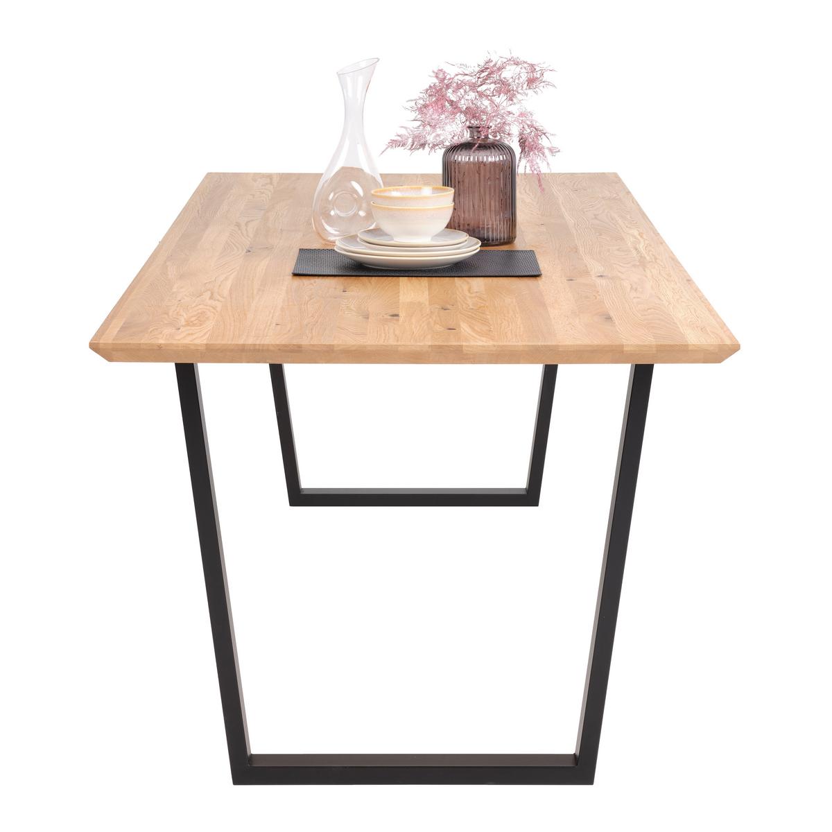 Esstisch Solid Giga-S Eichefarben - Eichefarben/Schwarz, Basics, Holz/Metall (200/100/75cm) - ecoTree