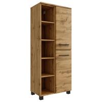 Midischrank ''Manchester'', Eichefarben - Eichefarben/Schwarz, MODERN, Holzwerkstoff/Metall (55/130/35cm) - Held