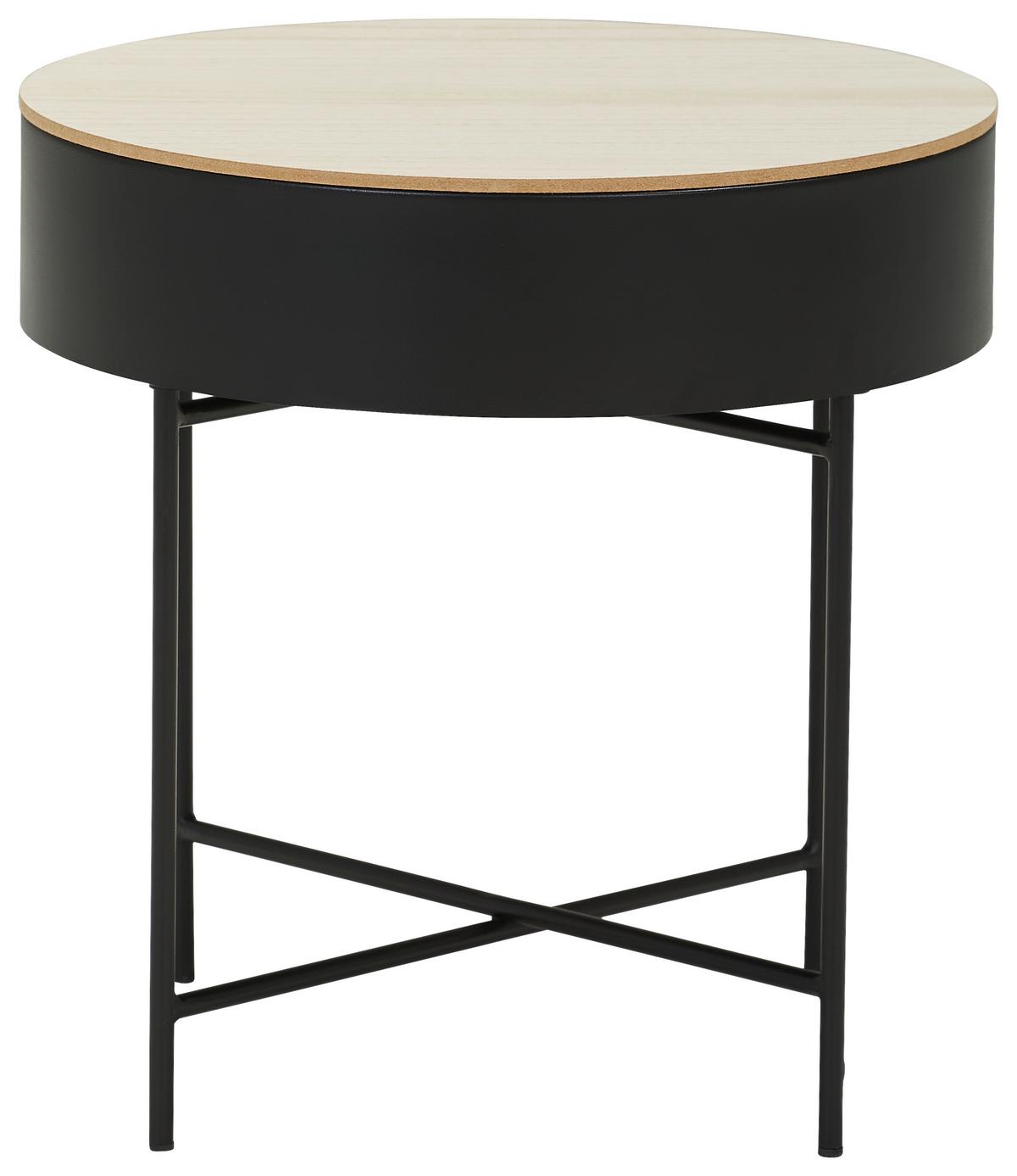 STOLIK BOCZNY JAN - kolor naturalny/czarny, Trend, materiał drewnopochodny/metal (40/40/40cm) - Landscape