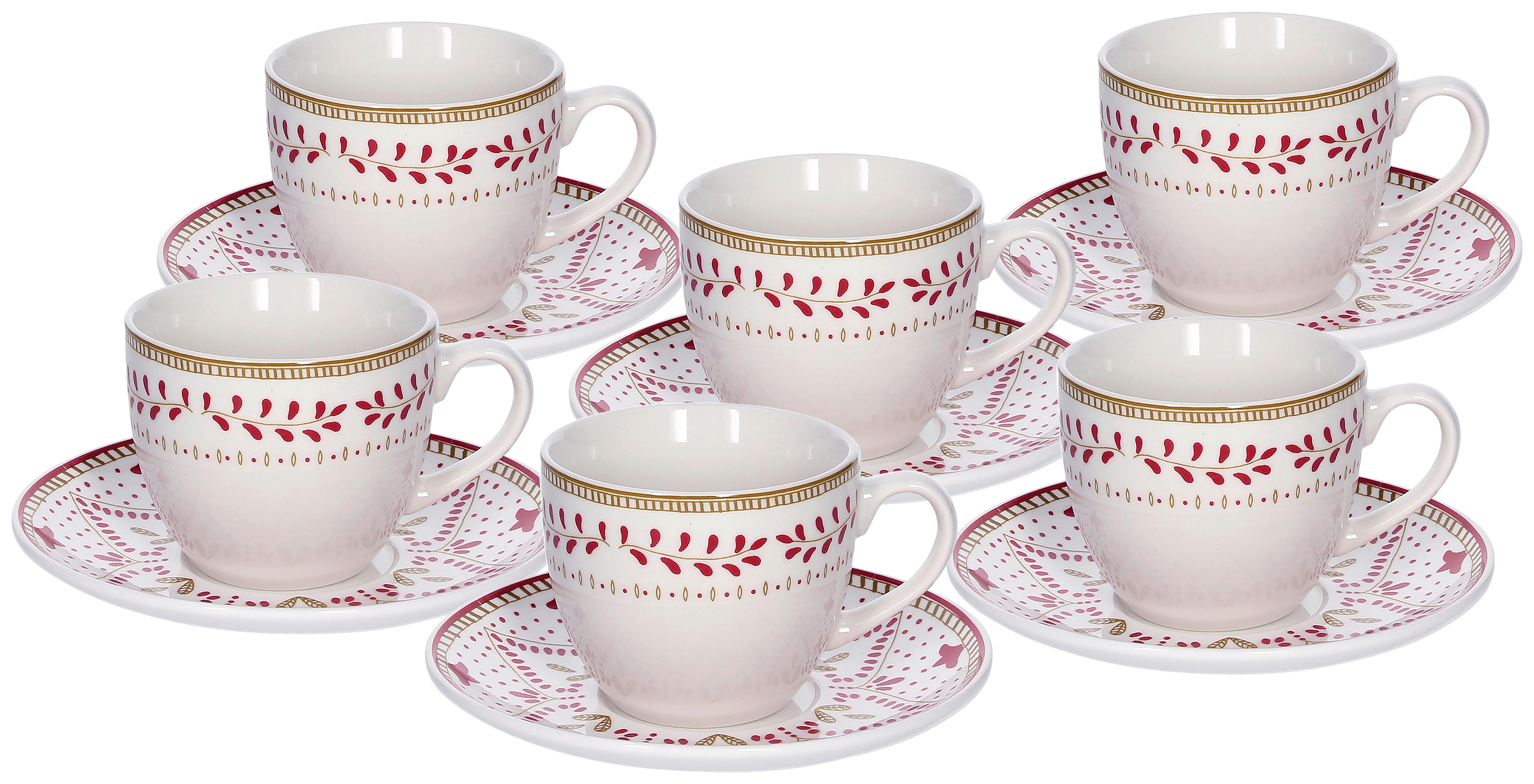 Set Skodelic Za Kavo Iris Charme - rdeča/bela, Trendi, keramika (18/37/9cm) - Tognana