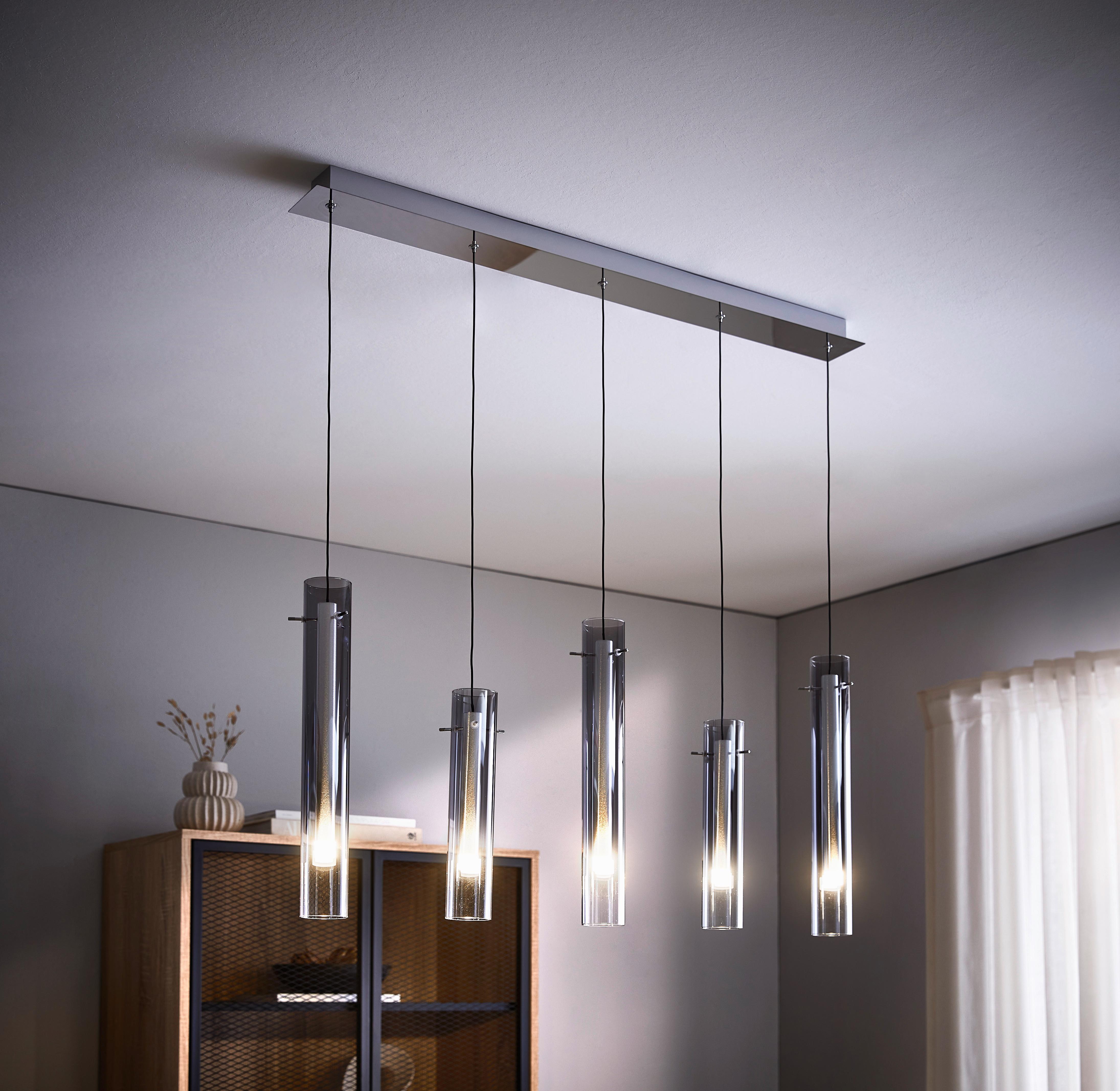 LAMPA WISZĄCA LED TURIN - czarny, Design, metal/szkło (92/8,5/150cm) - Ambiente
