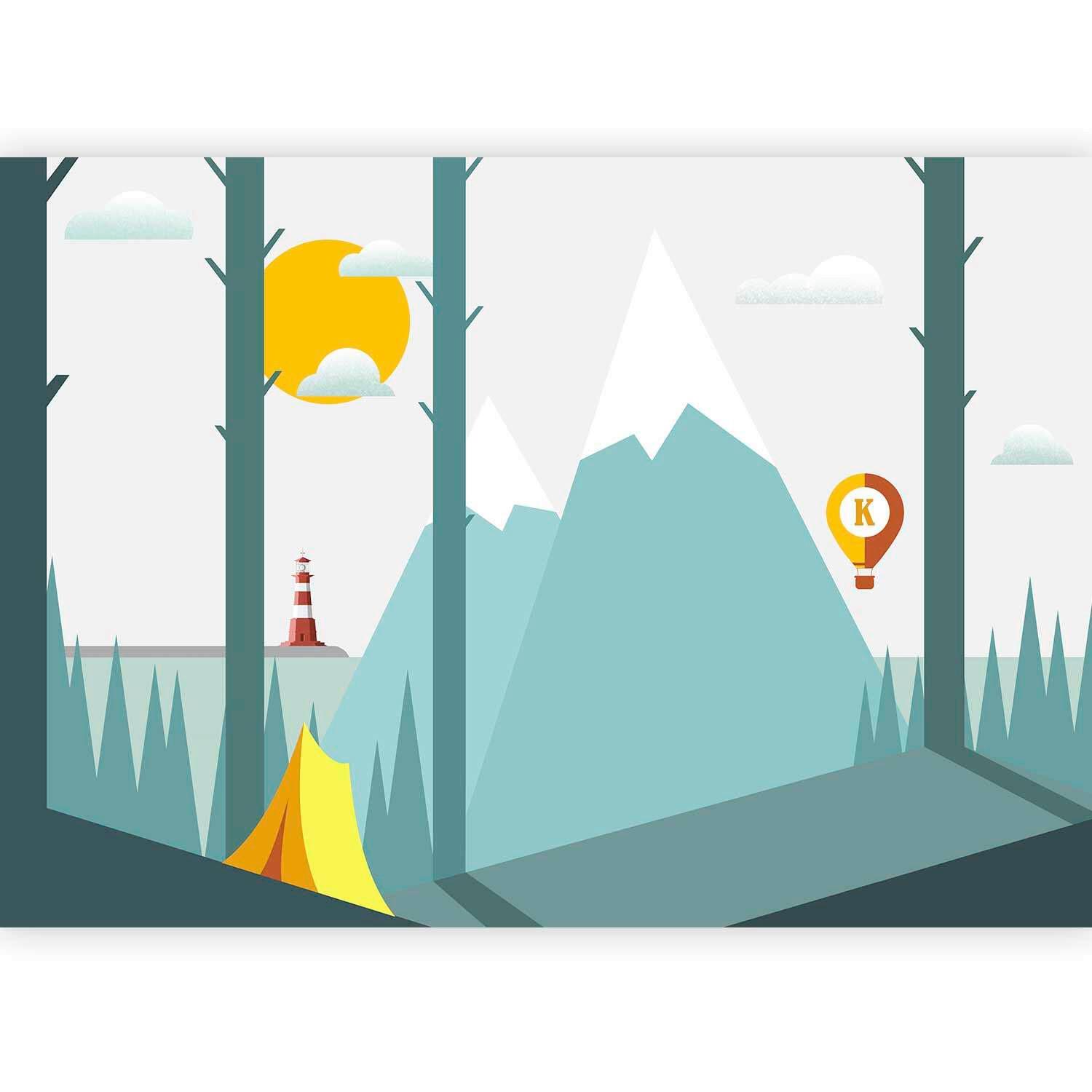 Fototapeta On The Camping, 250x175cm - modra/bela, Trendi, tekstil (250/175cm) - artgeist