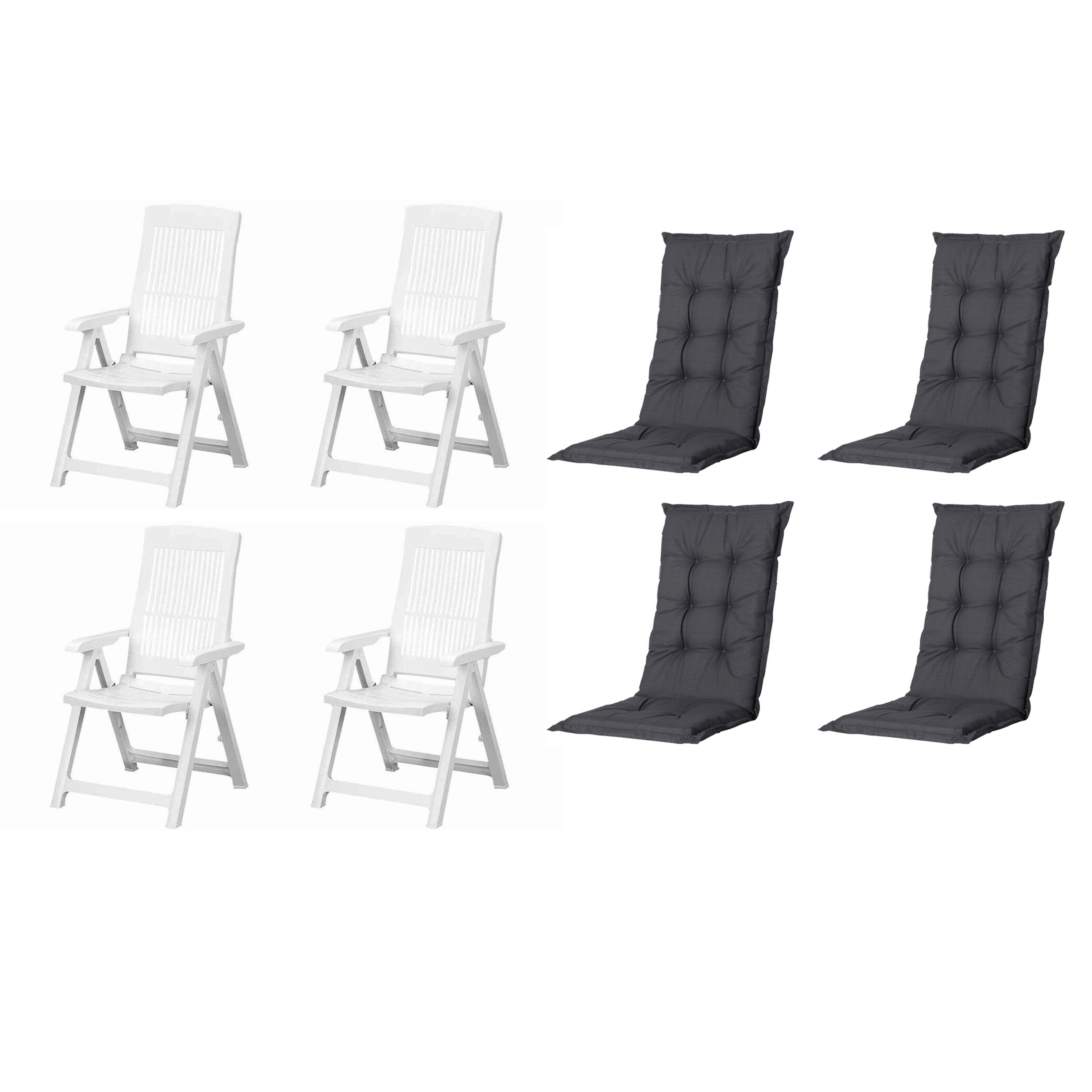 GARTENSTUHL-SET TAMPA+AUFLAGEN SET - Schwarz/Weiß, MODERN, Kunststoff/Textil (44/111/50cm) - Gardenson