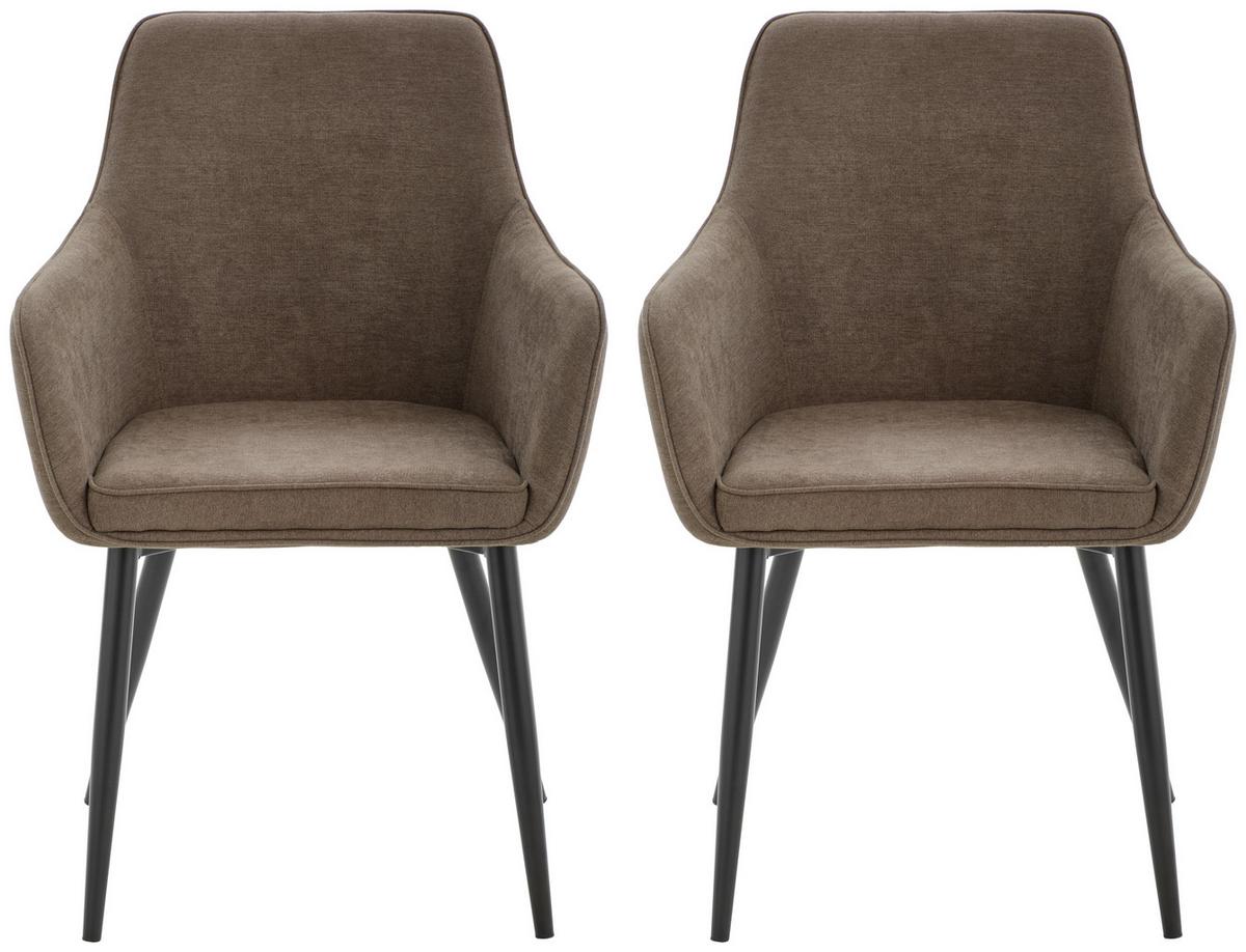 ZESTAW KRZESEŁ Z PODŁOKIETNIK. ERNA - czarny/brązowy, Konventionell, metal/tkanina (59/88,5/60,5cm) - Livetastic