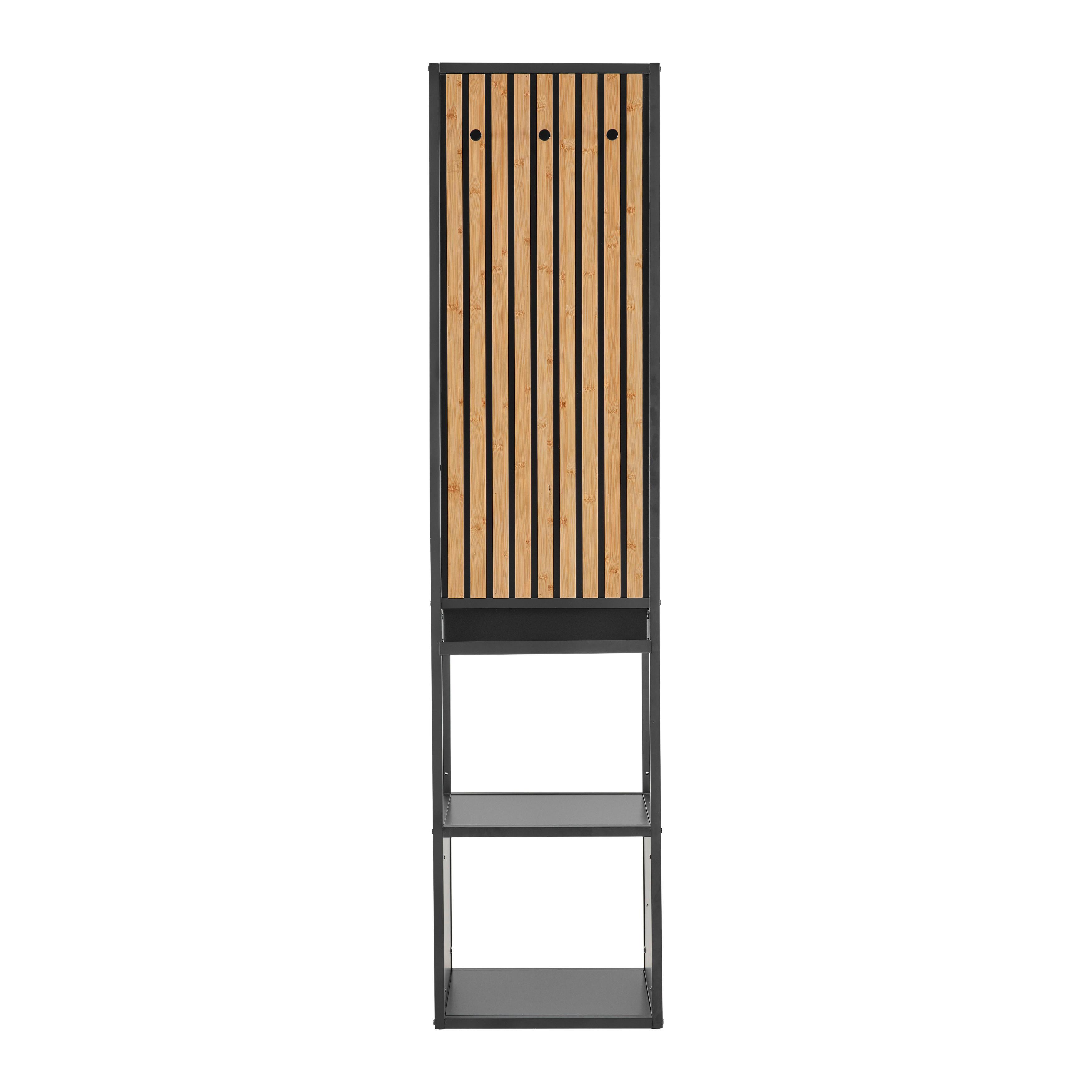 HALLMÖBEL PANELO -EXKLUSIV- - svart/naturfärgad, Modern, metall/trämaterial (44/186/34cm) - Mömax