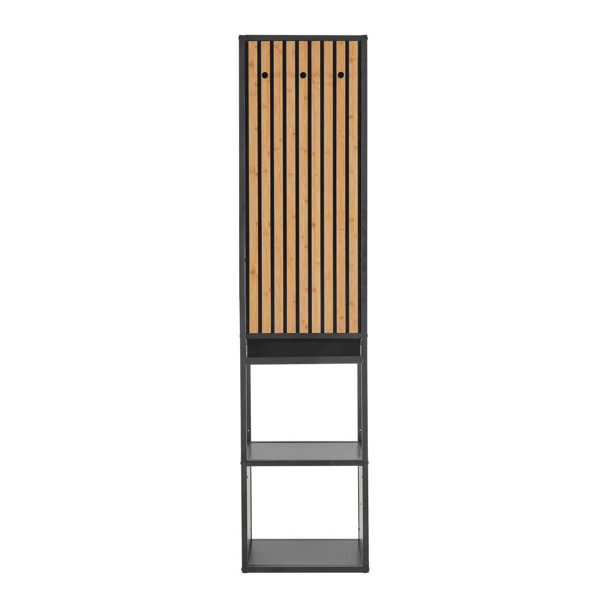 Garderobe Panelo Naturfarben/Schwarz - Schwarz/Naturfarben, MODERN, Naturmaterialien/Holzwerkstoff (44/186/34cm) - Mömax