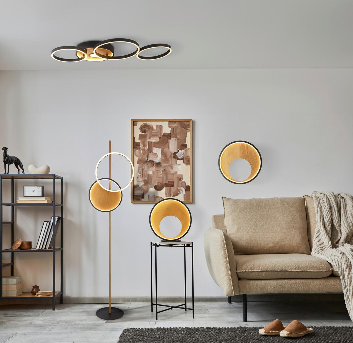 LED Mennyezeti Lámpa 36305-1bk - barna/fekete, Basics, műanyag/fém (89/8/42cm)