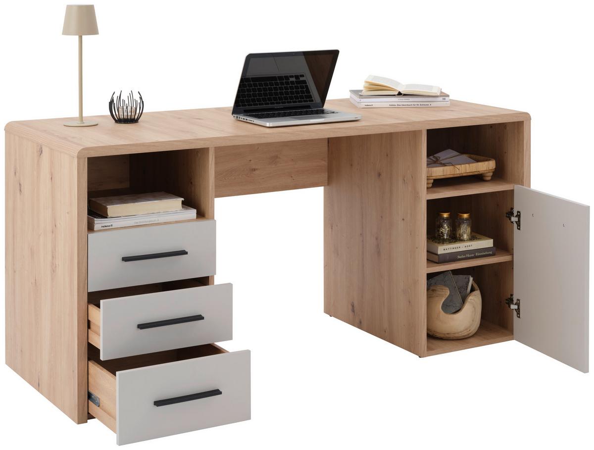 Masă de scris FONTANA PLUS - cașmir/culoare lemn stejar, Modern, material pe bază de lemn (150/75,5/60cm) - Modern Living