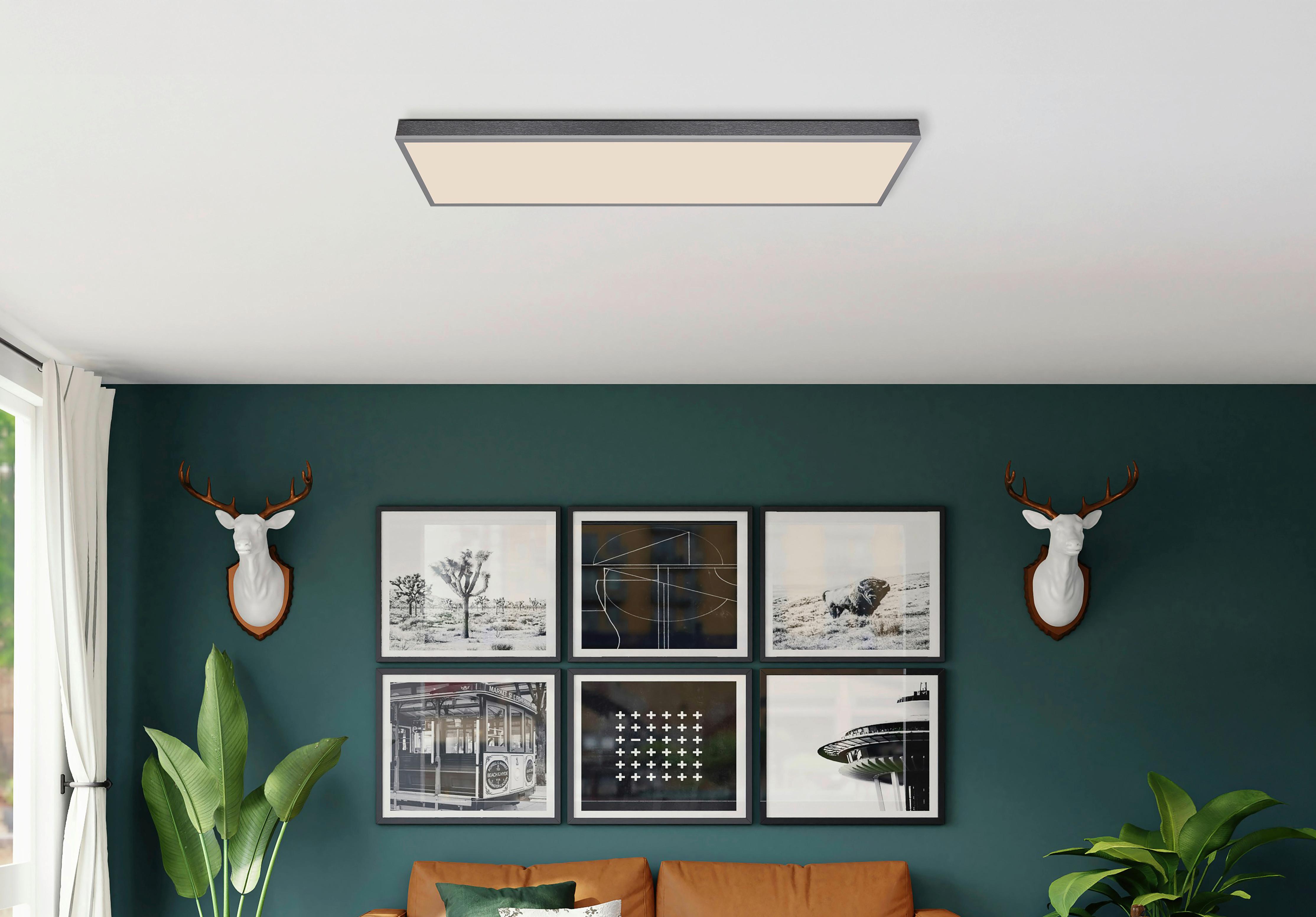 LED-DECKENLEUCHTE 416080AD5-CCT DORO - Weiss/Dunkelgrau, Basics, Kunststoff/Metall (120/30/7,5cm) - Globo