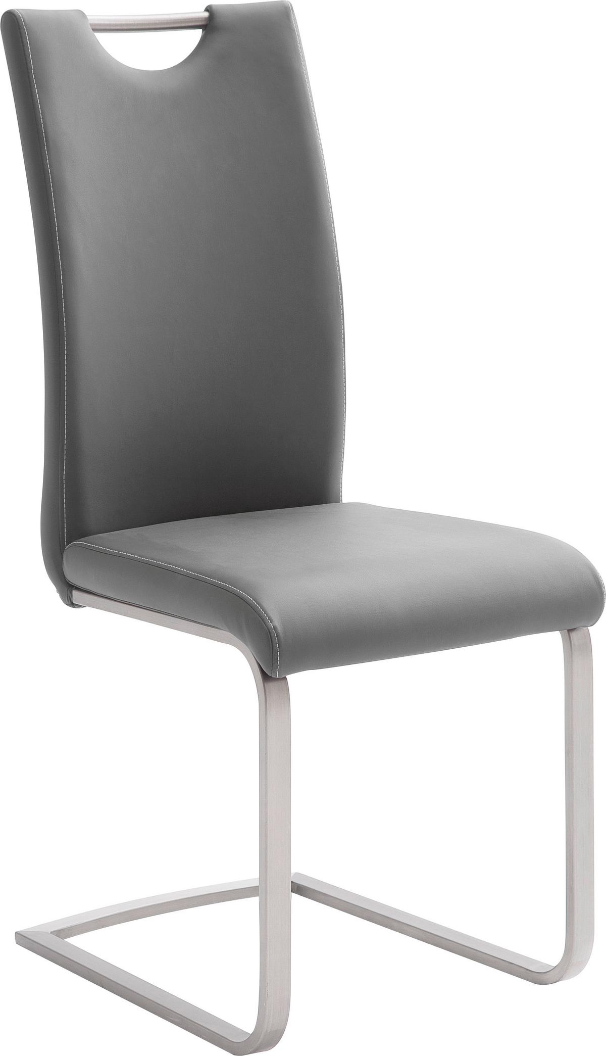 KRZESŁO NA PŁOZIE PAULO - kolor stalowy/kremowy, Design, metal/tkanina (42/103/55cm) - Novel